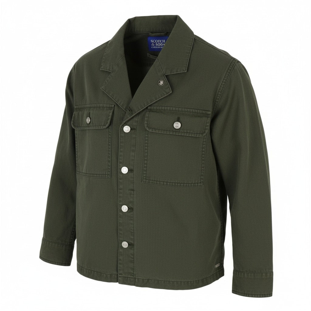 SCOTCH & SODA Men's Jacket M Dark Green Button-Up Oversized Unisex Lightweight