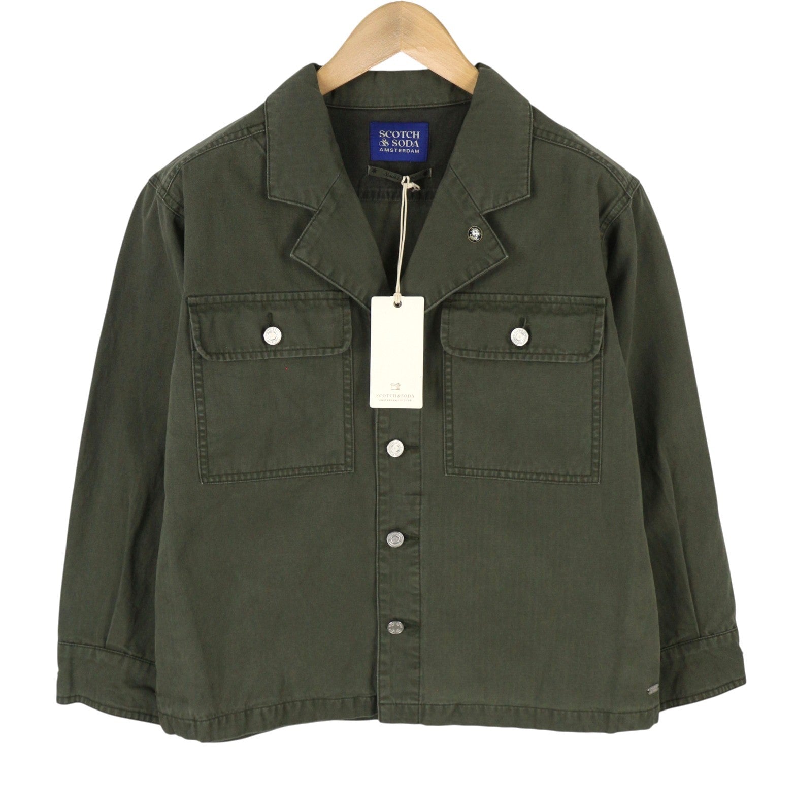 SCOTCH & SODA Men's Jacket M Dark Green Button-Up Oversized Unisex Lightweight