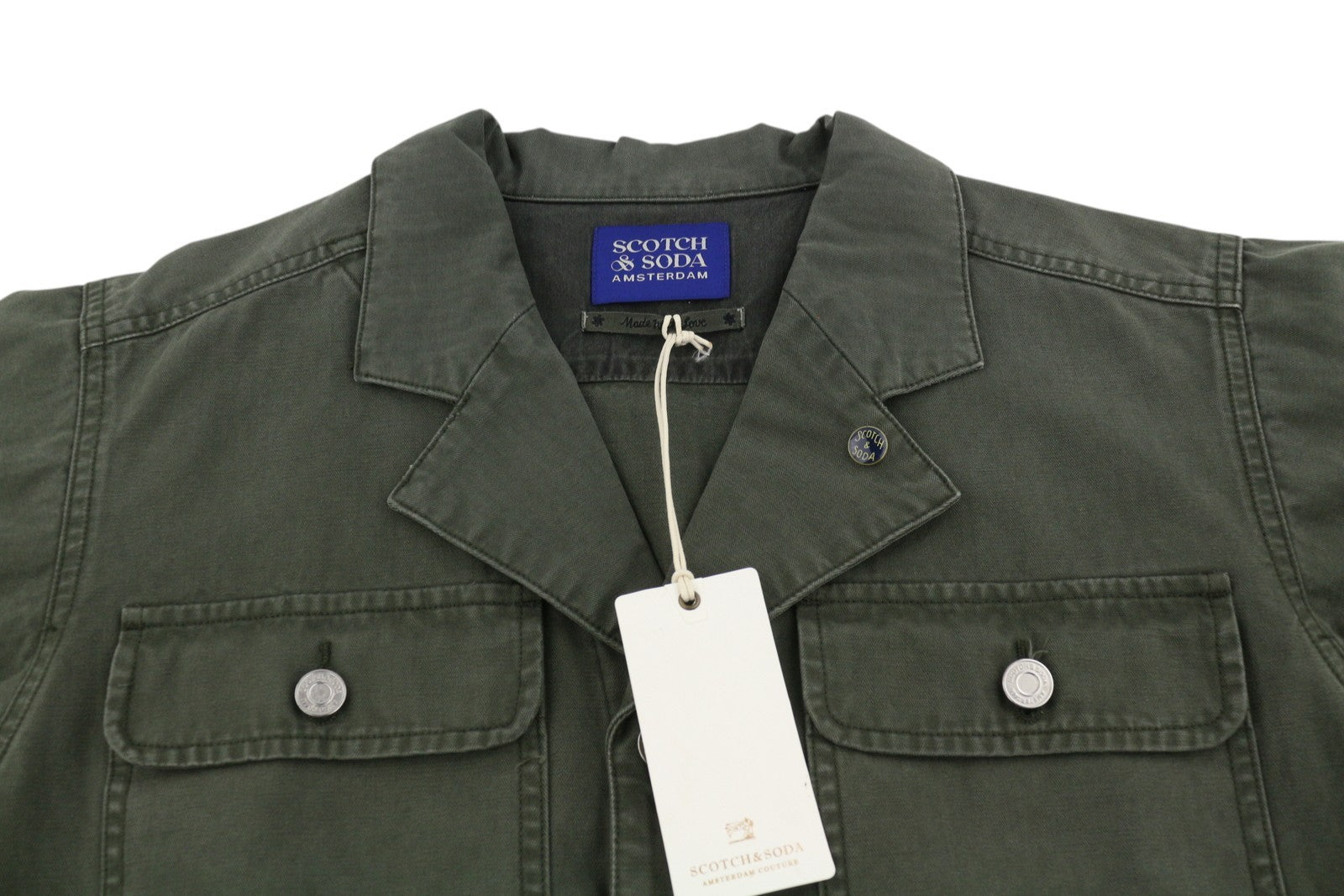 SCOTCH & SODA Men's Jacket M Dark Green Button-Up Oversized Unisex Lightweight