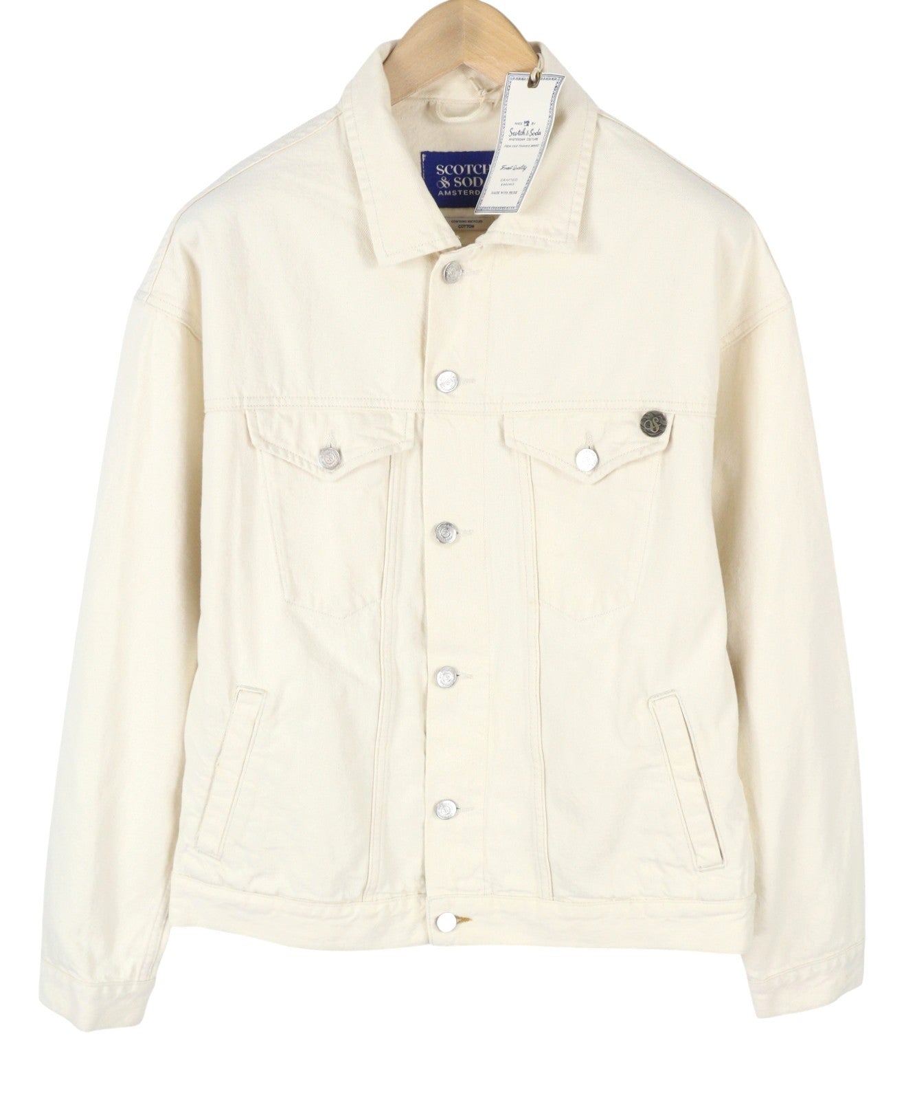 SCOTCH & SODA Highway Of Hope Men's Jacket M Beige Button Unlined Spread Denim