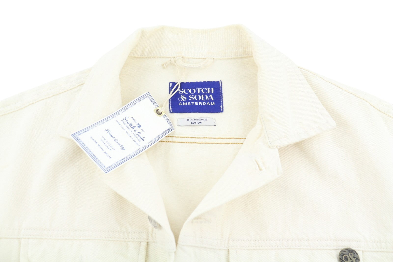 SCOTCH & SODA Highway Of Hope Men's Jacket M Beige Button Unlined Spread Denim