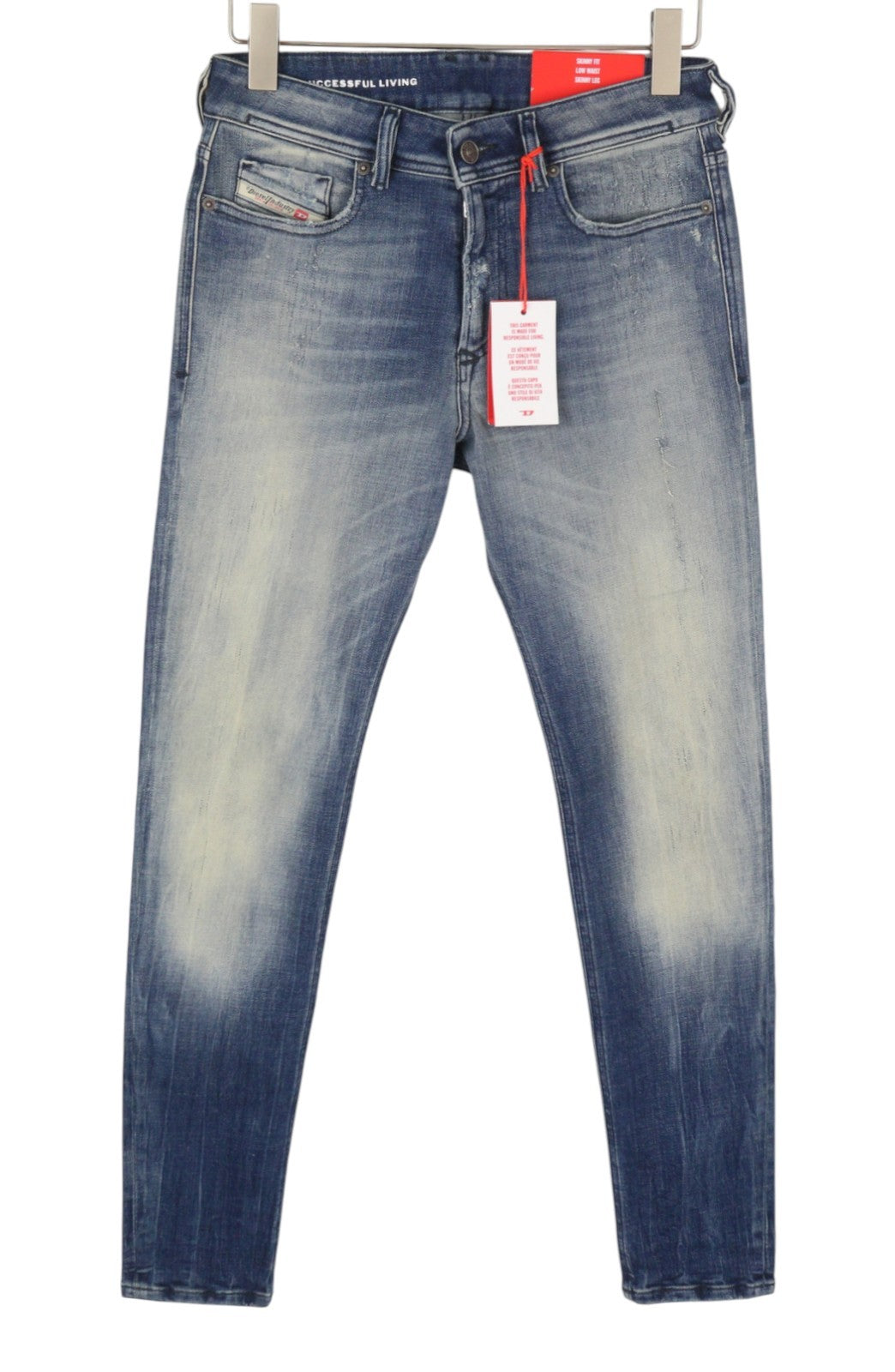 DIESEL 1979 Sleenker 09G87 Men's Jeans W30/L30 Blue Faded Low Waist Skinny Fit