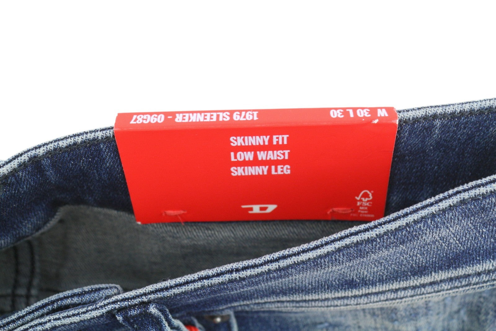 DIESEL 1979 Sleenker 09G87 Men's Jeans W30/L30 Blue Faded Low Waist Skinny Fit