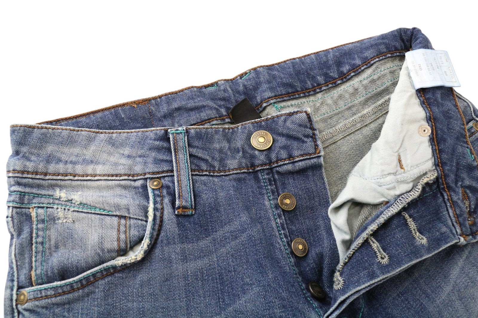TAKESHY KUROSAWA Men Jeans W30 Slim Fit Washed Blue Cotton Stretch Casual