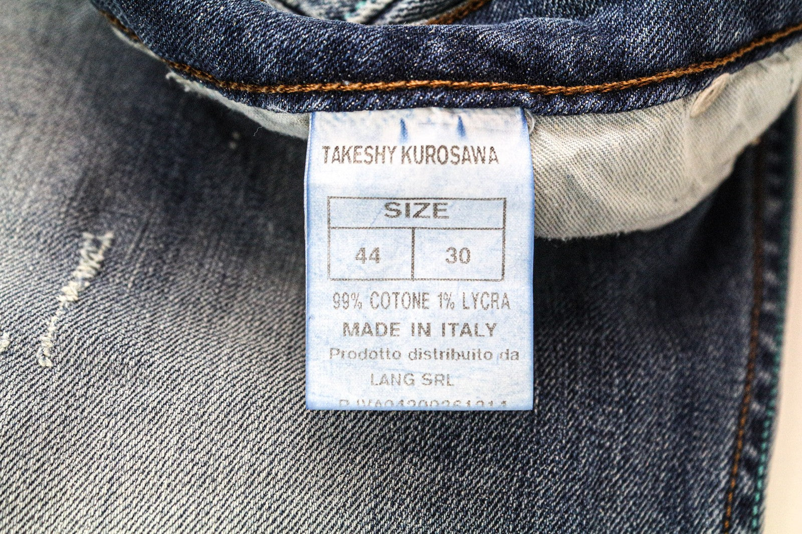 TAKESHY KUROSAWA Men Jeans W30 Slim Fit Washed Blue Cotton Stretch Casual