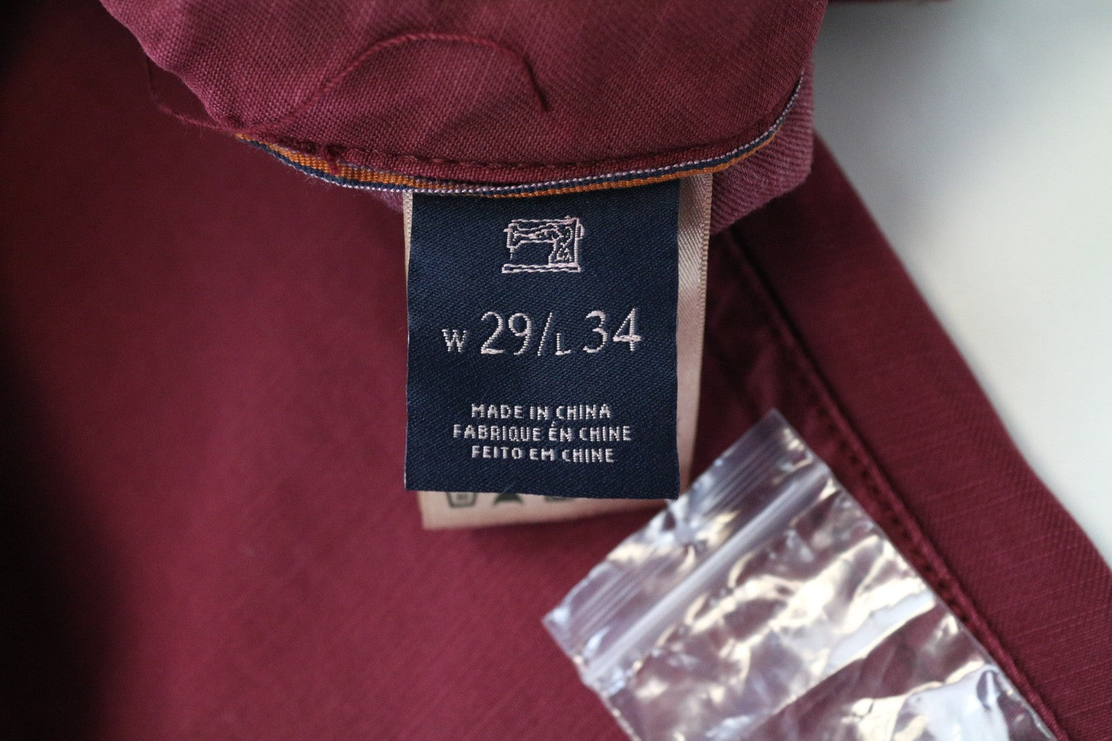 SCOTCH & SODA Theon Men Trousers W29/L34 Slim Tapered Fit Pure Cotton Burgundy