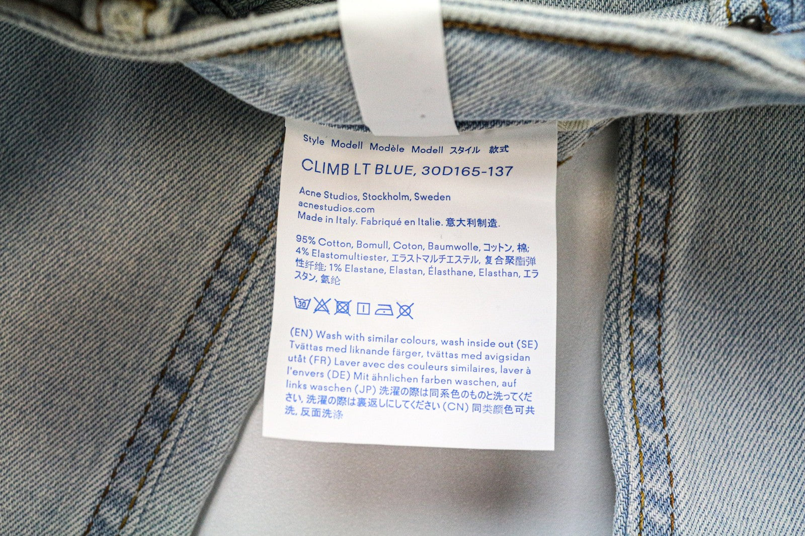ACNE STUDIOS Climb LT Women Jeans W23/L32 Skinny Fit Light Wash Blue Stretch