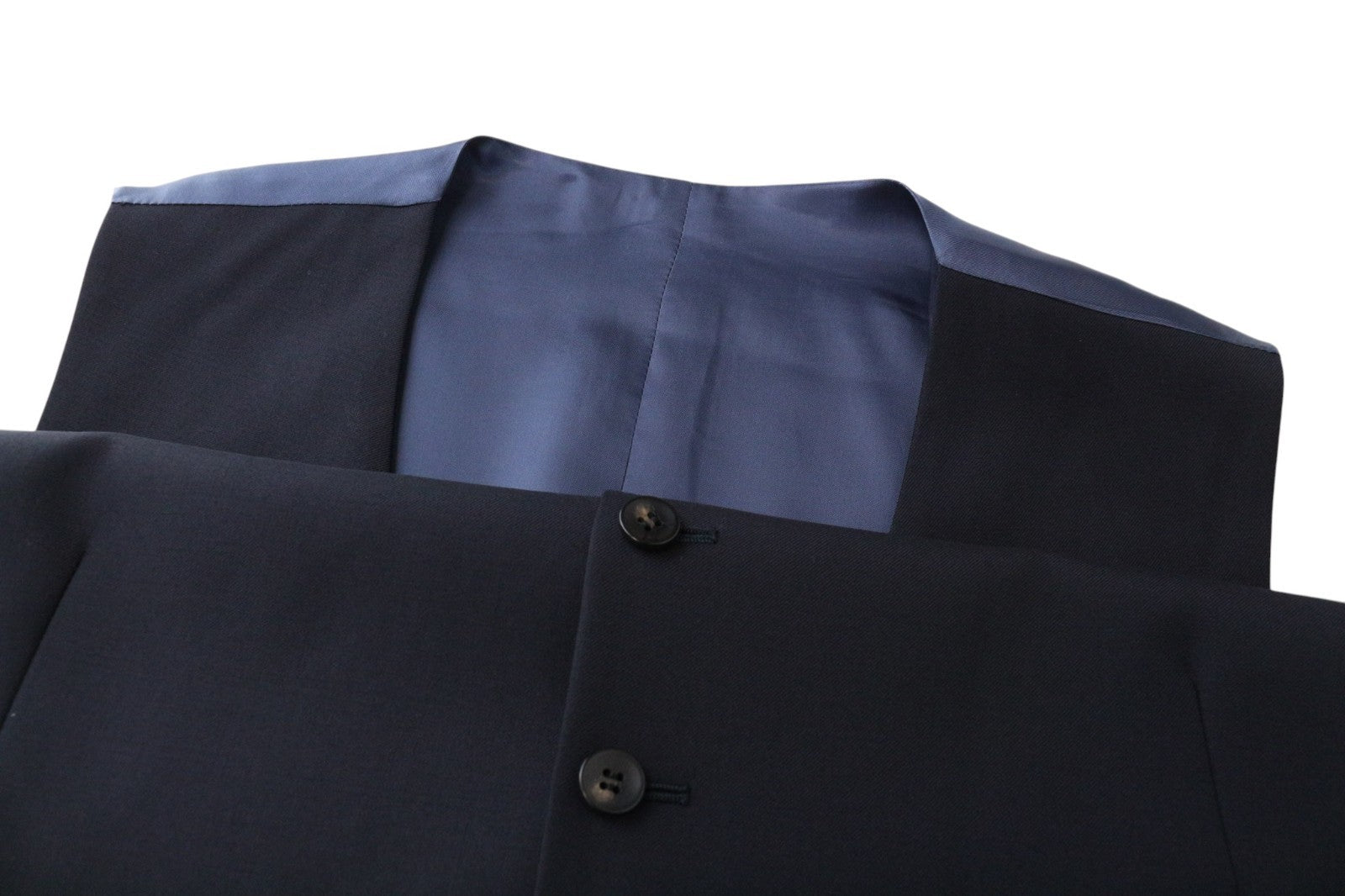 SUITSUPPLY Ferrara Men Suit UK44S Trousers Waistcoat Navy Blue Wool 2 Piece