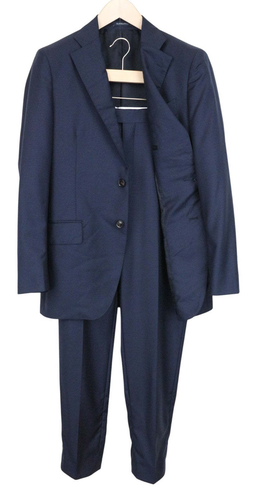 SUITSUPPLY Lazio Men Suit U36R Formal Slim Navy Blue Pure Wool 110's 2 Piece