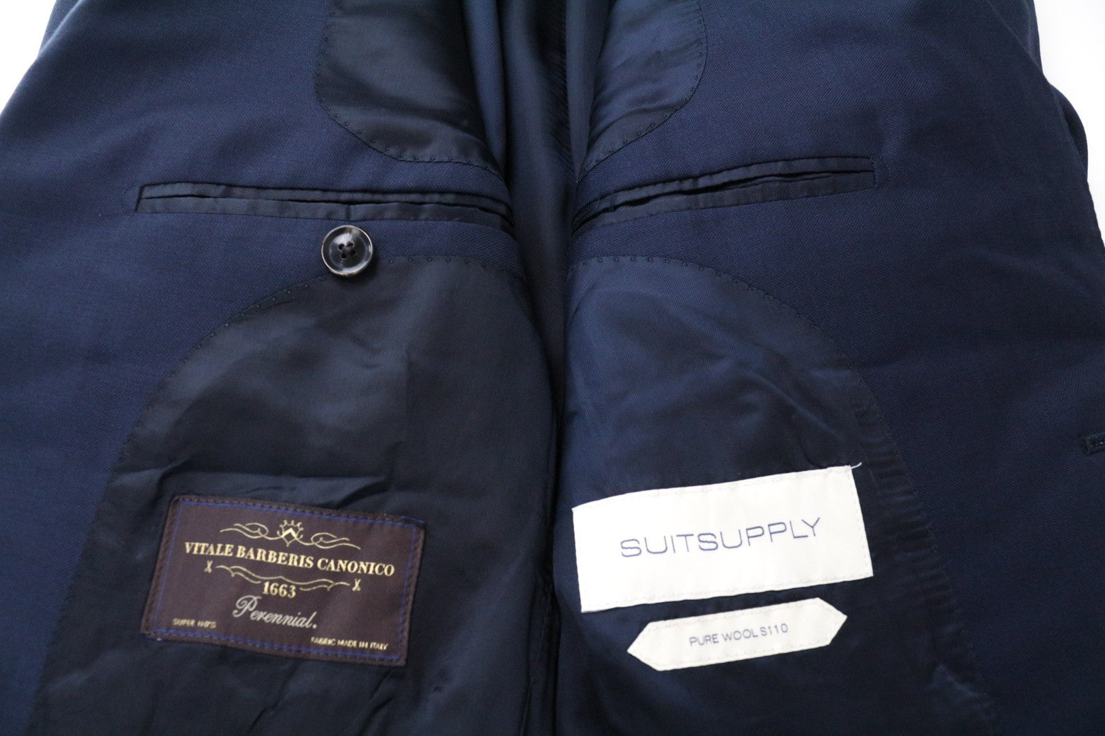 SUITSUPPLY Lazio Men Suit U36R Formal Slim Navy Blue Pure Wool 110's 2 Piece