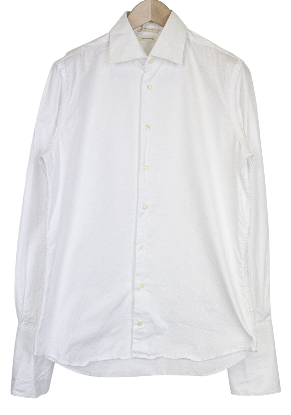 SUITSUPPLY Men Shirt 40/15 3/4 Slim White Pure Cotton Long Sleeved Button-Up