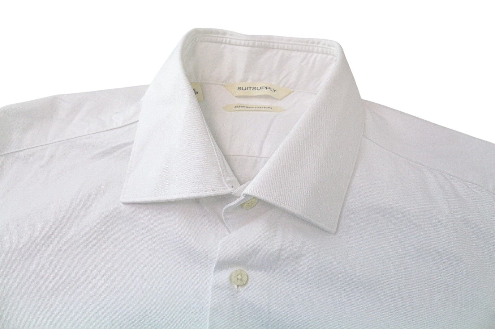 SUITSUPPLY Men Shirt 40/15 3/4 Slim White Pure Cotton Long Sleeved Button-Up