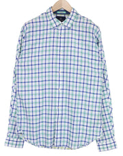 SCOTCH & SODA Ams Couture Men Shirt L Blue Green White Checked Pure Cotton