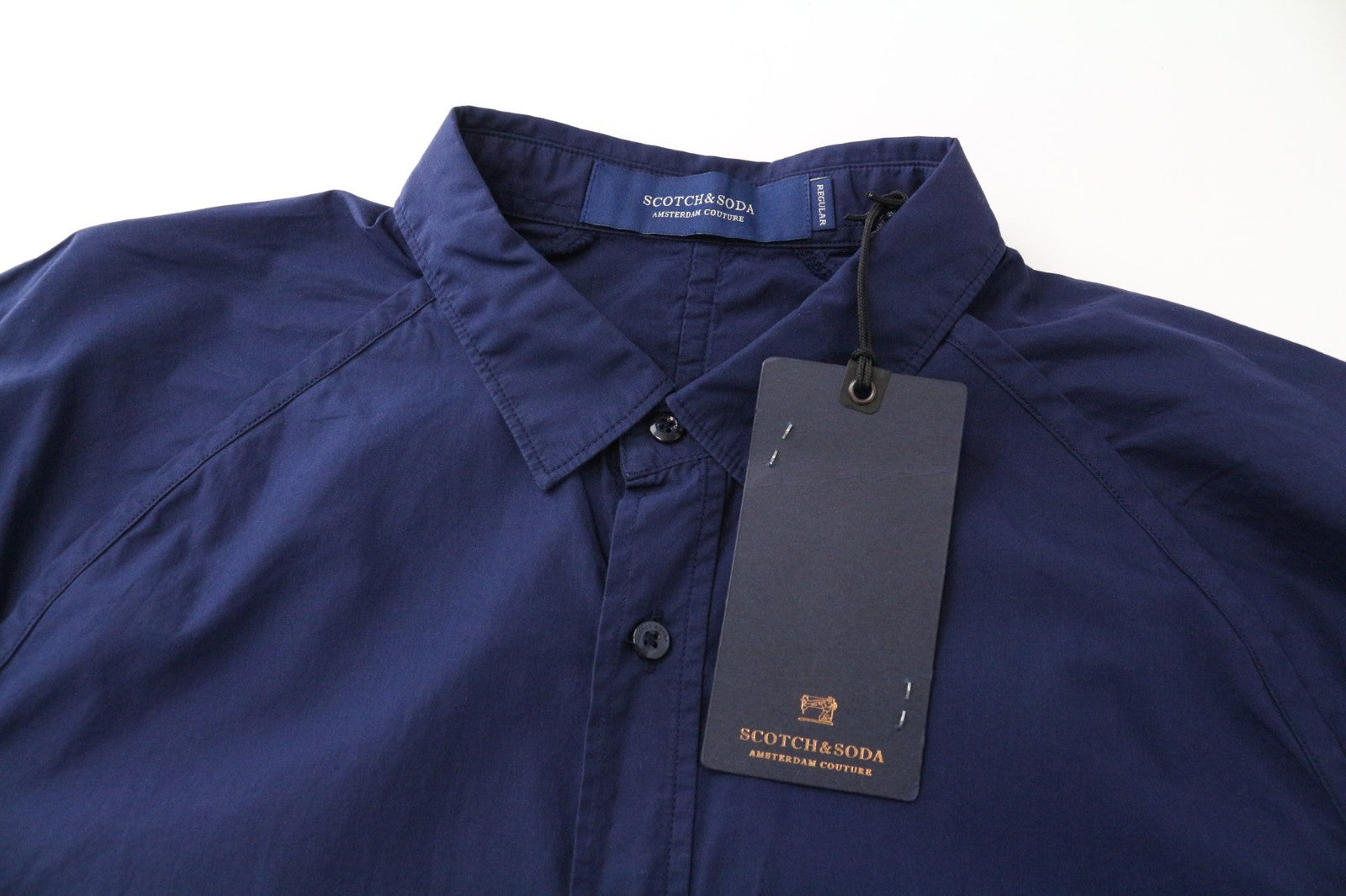 SCOTCH & SODA Ams Couture Men Shirt M Dark Blue Cotton Long Sleeve Button-Up