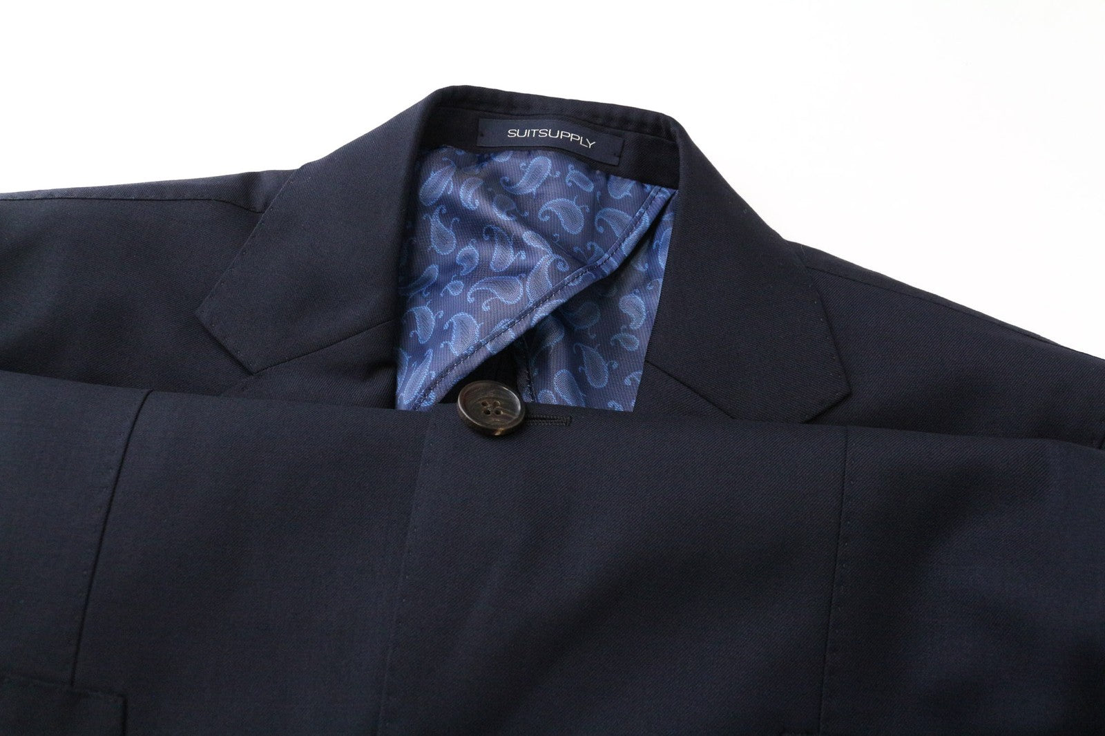 SUITSUPPLY La Spalla Men Blazer UK34R Navy Blue Pure Wool Notch Lapel Classic