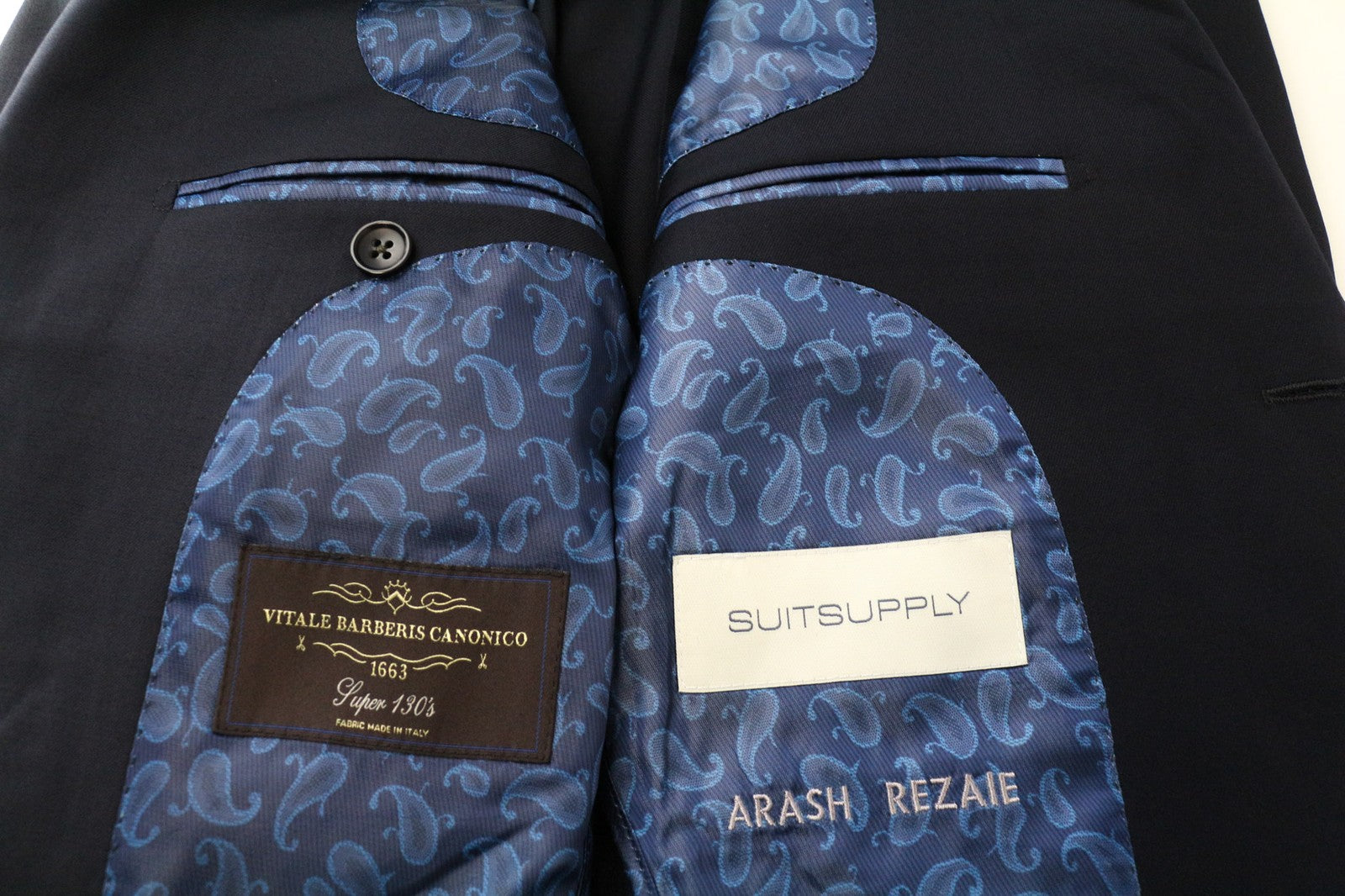 SUITSUPPLY La Spalla Men Blazer UK34R Navy Blue Pure Wool Notch Lapel Classic