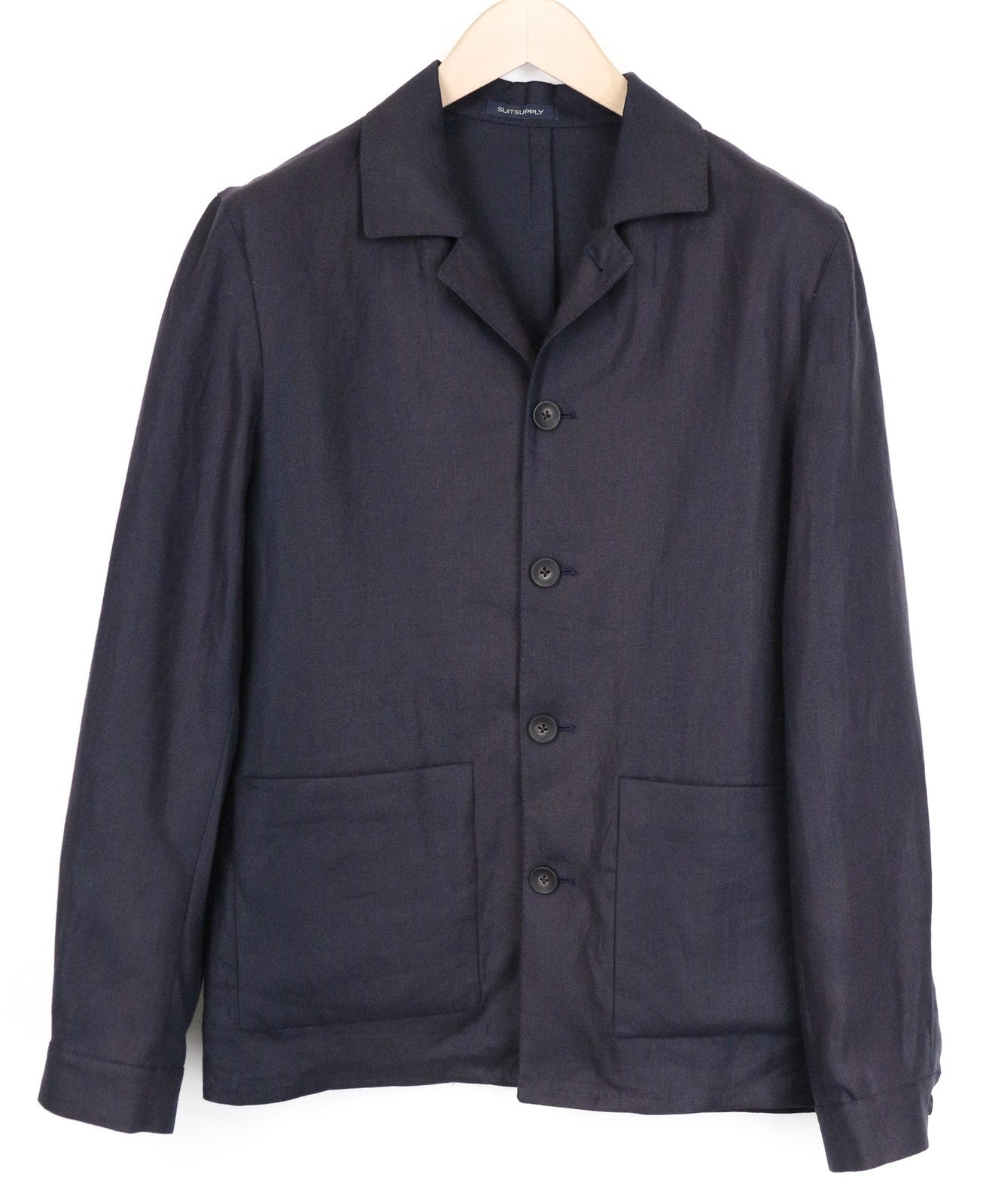 SUITSUPPLY Walter Men Blazer UK36R Blue Linen Lightweight Shacket Overjacket