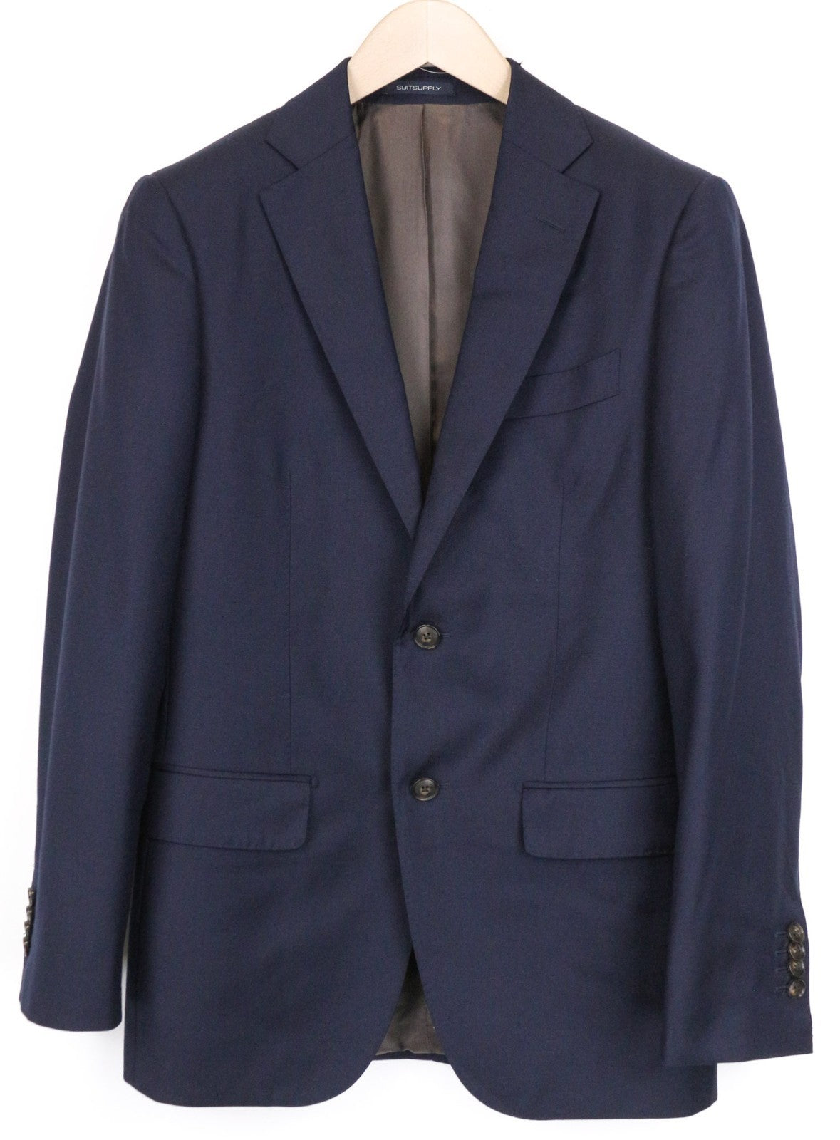 SUITSUPPLY Napoli Men Suit UK34R Single-Breasted Dark Blue Pure Wool 2 Piece
