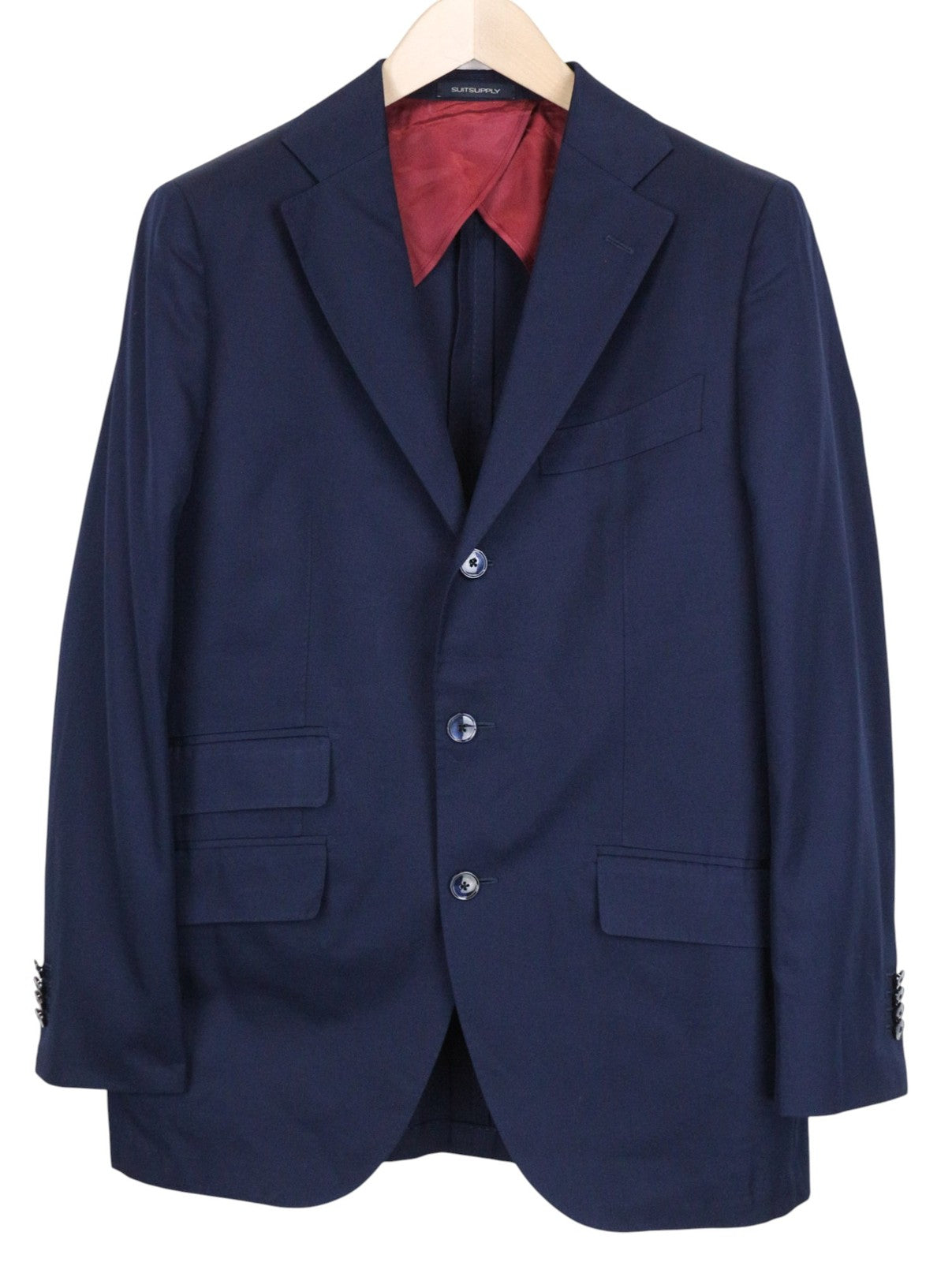 SUITSUPPLY La Spalla Men Suit UK38R Classic Lined Pure Cotton Blue 2 Piece