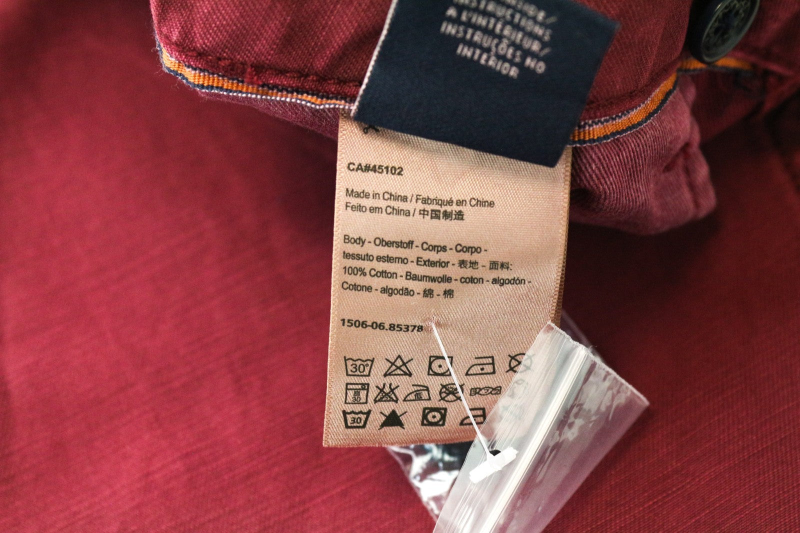 SCOTCH & SODA Theon Men Trousers W29/L34 Taper Slim Fit Pure Cotton Burgundy