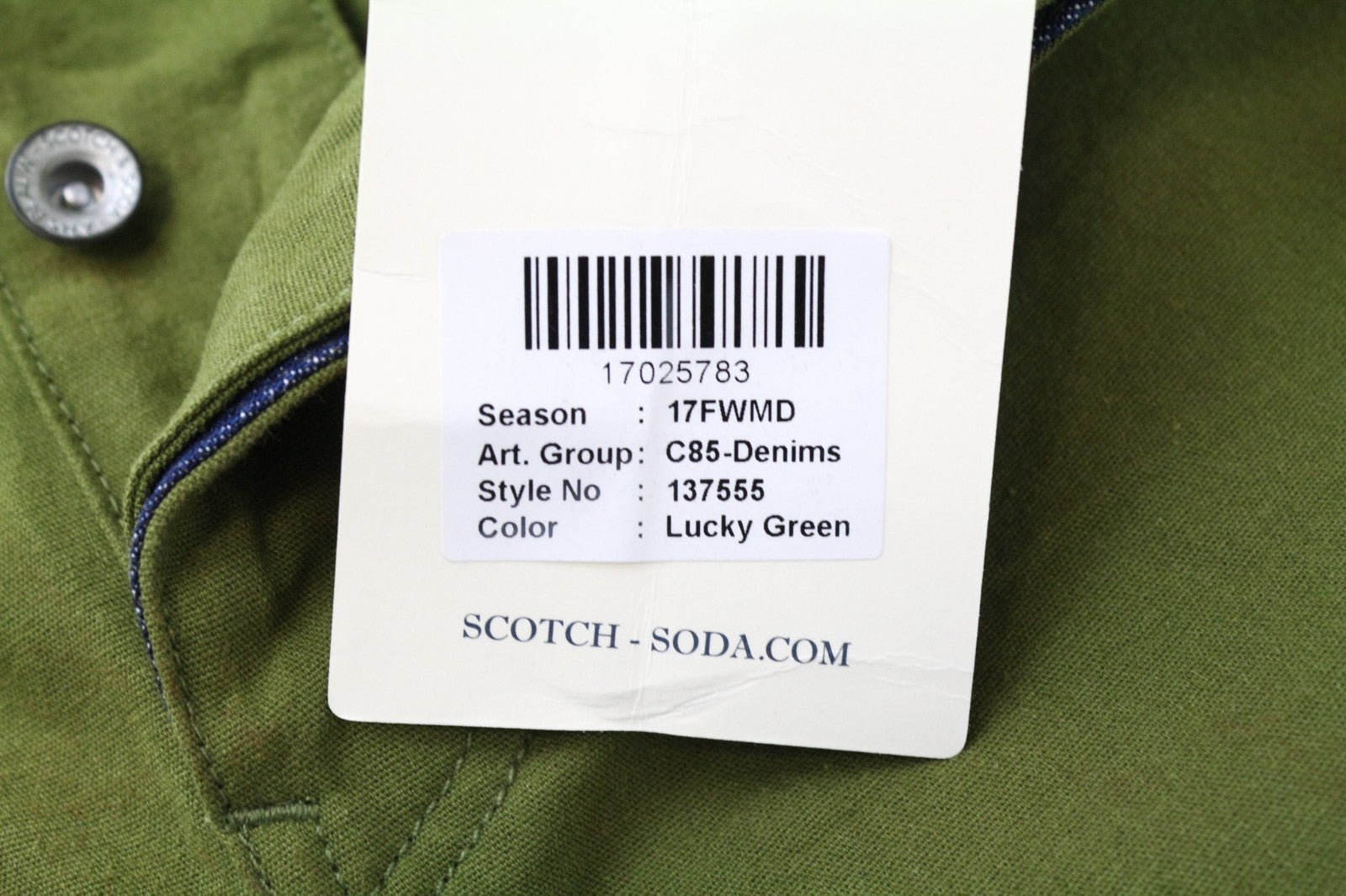 SCOTCH & SODA Ams Blauw Men Trousers W37 Slim Fit Painted Effect Green