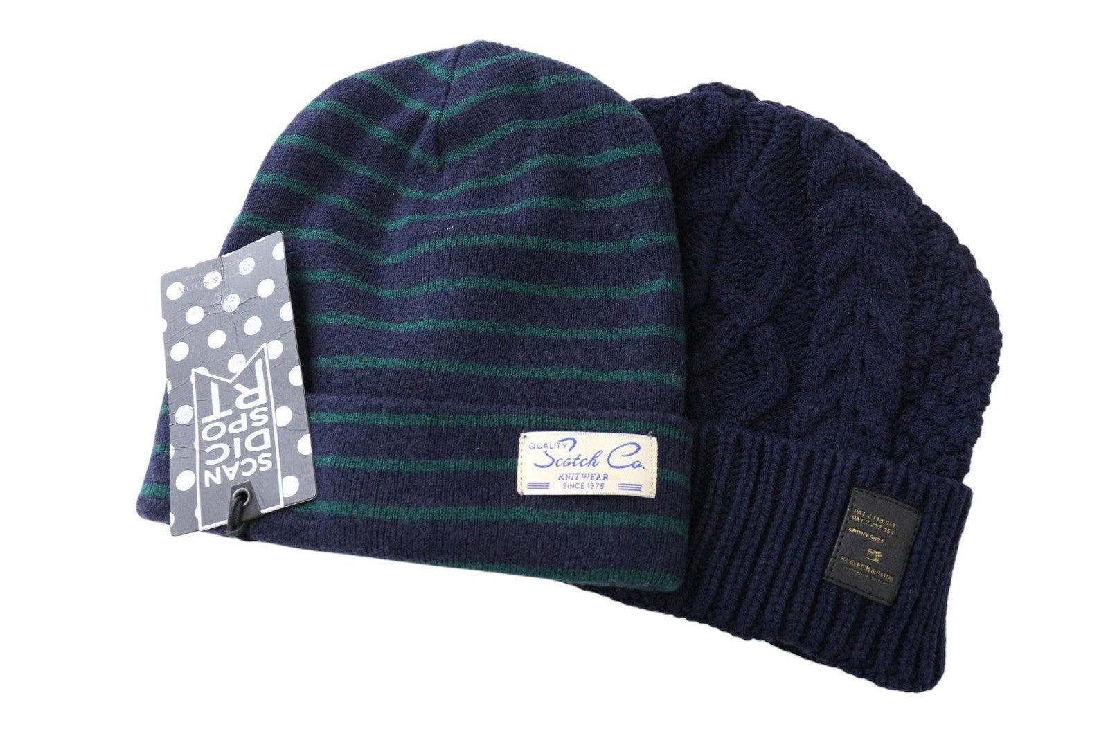 SCOTCH & SODA Ams Couture Men Hat OS Blue Wool Cotton Knitted 2 Pack Beanie