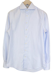 SUITSUPPLY Men Shirt 37/14 1/2 Extra Slim Blue Pure Cotton Striped Classic