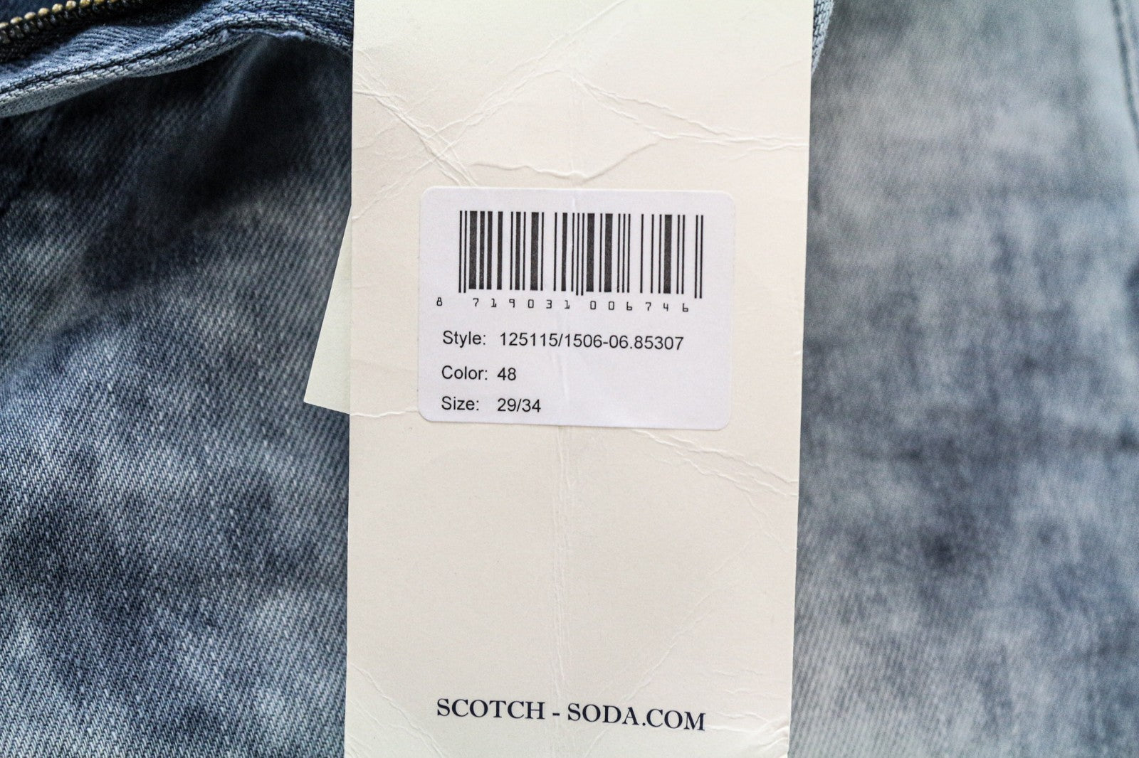 SCOTCH & SODA Skim Men Jeans W29/L34 Blue Skinny Stretch Irregular Wash Zipped