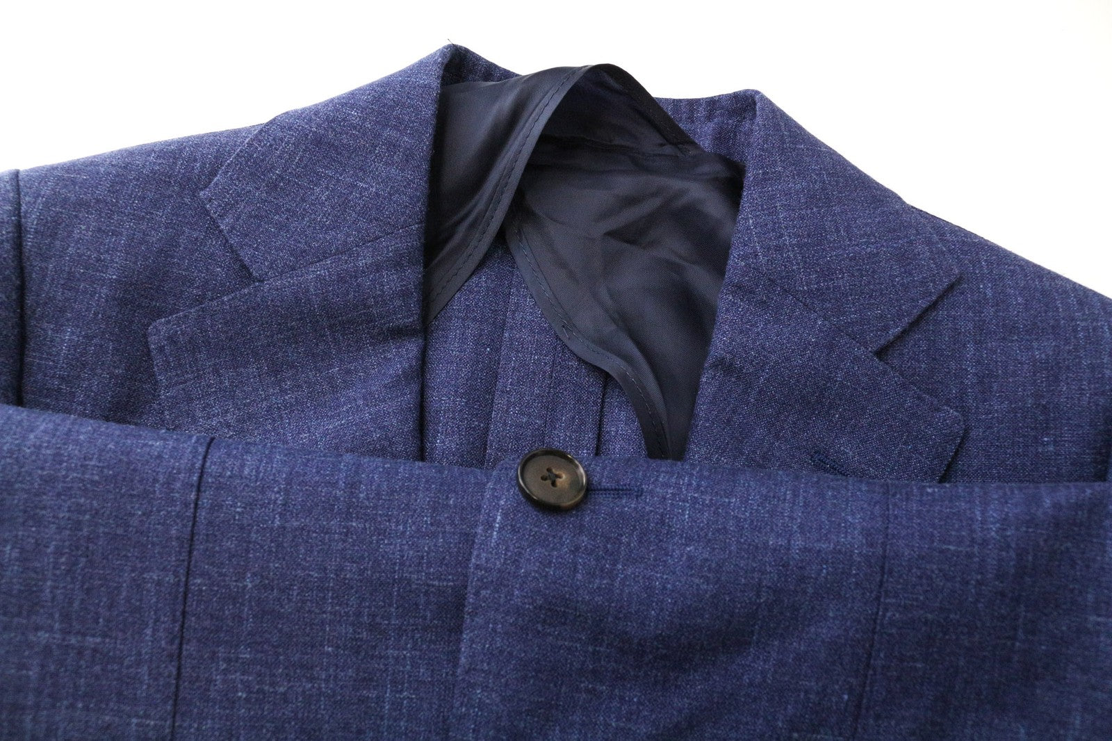SUITSUPPLY La Spalla Men Blazer UK32R Blue 2-Piece Slim Wool Silk Linen Melange