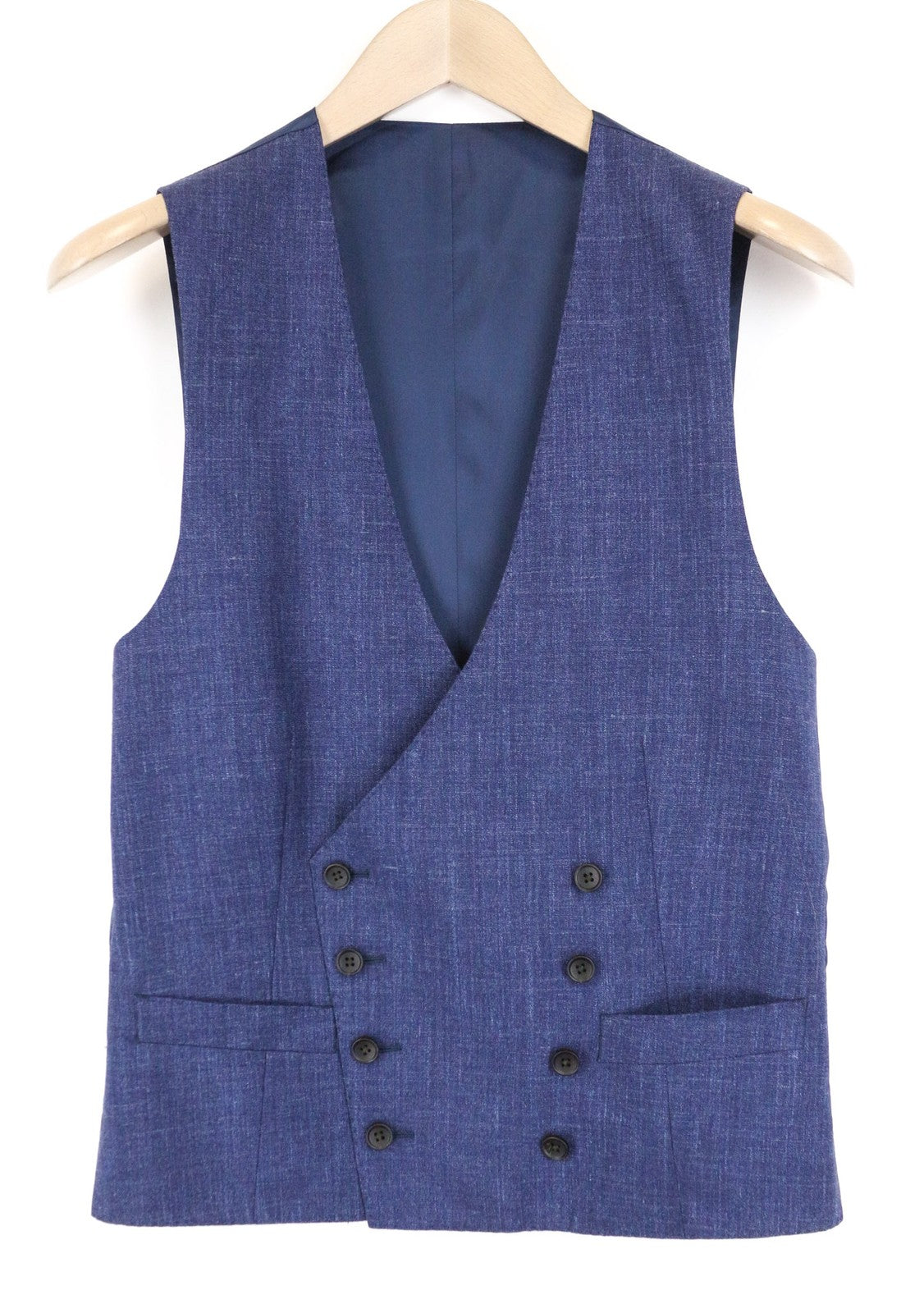 SUITSUPPLY La Spalla Men Blazer UK32R Blue 2-Piece Slim Wool Silk Linen Melange