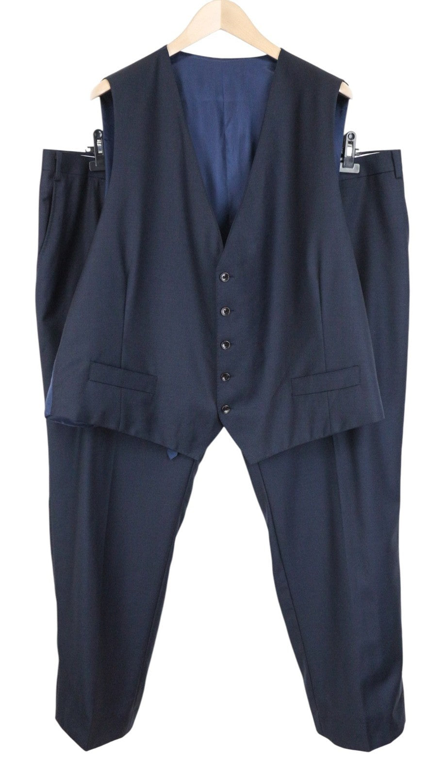 SUITSUPPLY Lazio Men Suit UK58S Navy Classic 2-Piece Slim Wool Melange Formal