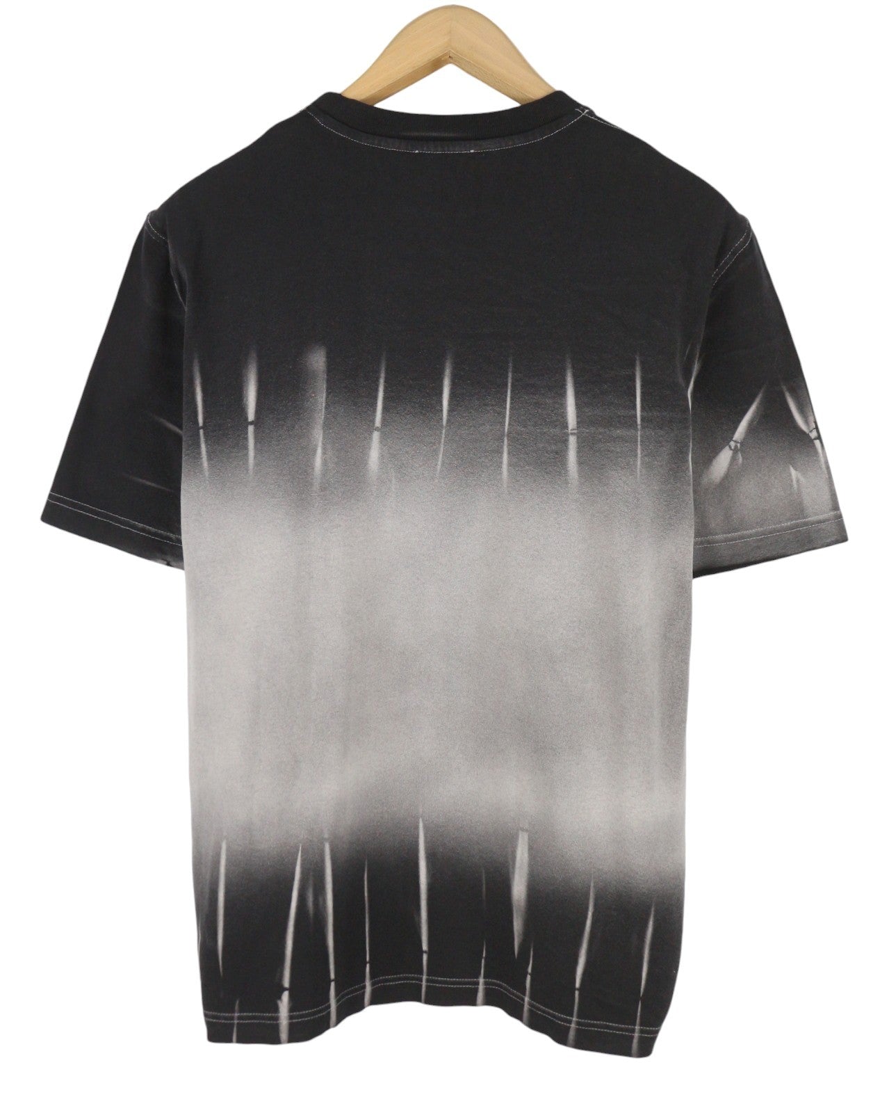 DIESEL T-Adjust-R21 Men T-Shirt L Black Tie-Dyed Print Crew Short Sleeved