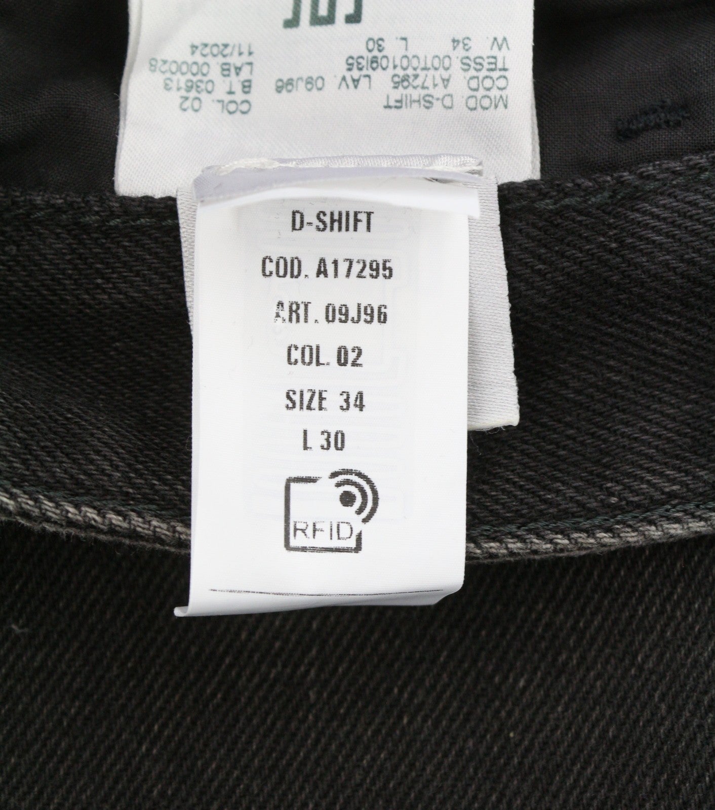 DIESEL D-Shift 09J96 Men Jeans W34/L30 Black Relaxed Fit Wide Leg Unisex RRP325