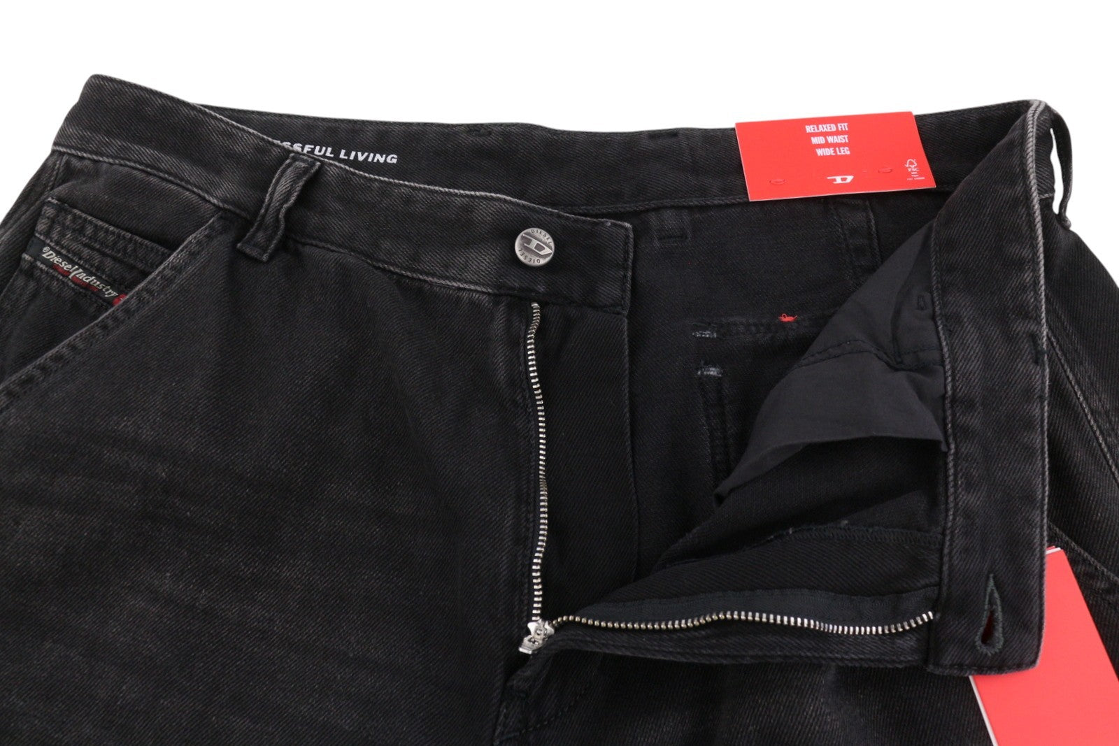 DIESEL D-Shift 09J96 Men Jeans W34/L30 Black Relaxed Fit Wide Leg Unisex RRP325