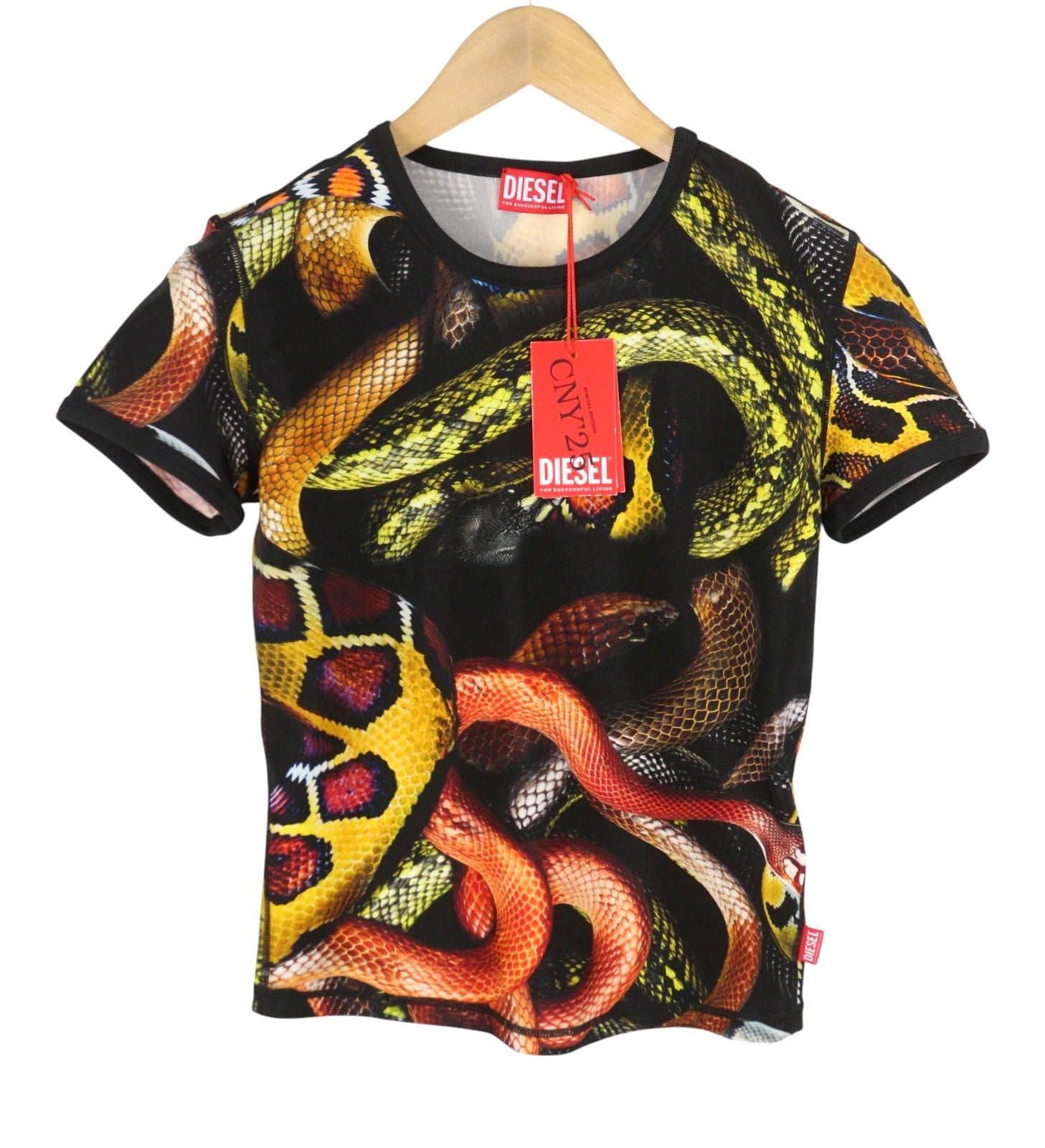 DIESEL CL-T-Uncle-Snake Women T-Shirt L Colourful Short Sleeved RRP230