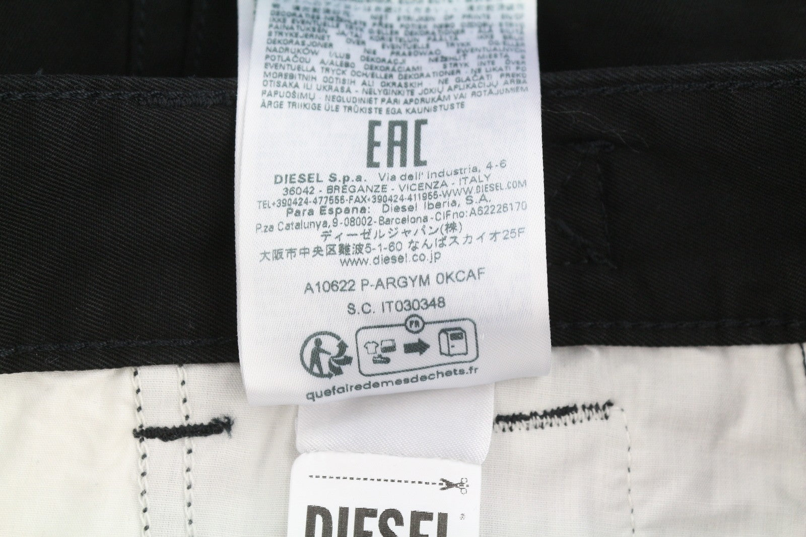 DIESEL P-Argym Men Trousers 54 W37 Black Roomy Knees Cargo RRP225
