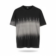 DIESEL T-Adjust-R21 Men T-Shirt L Black Tie-Dyed Print Crew Neck Short Sleeved