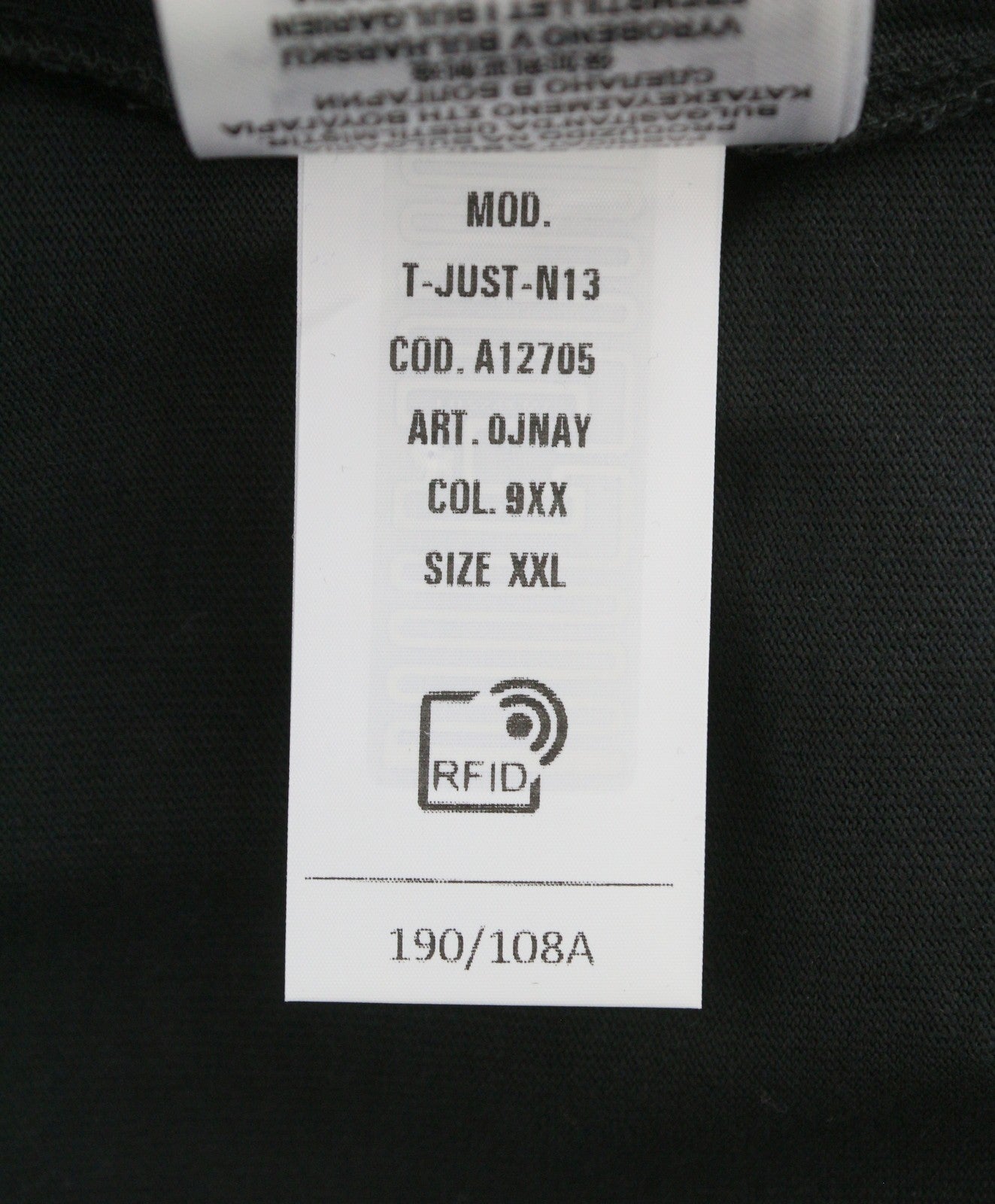 DIESEL T-Just-N13 Men T-Shirt 2XL Black Logo Detail Crew Neck Short Sleeve