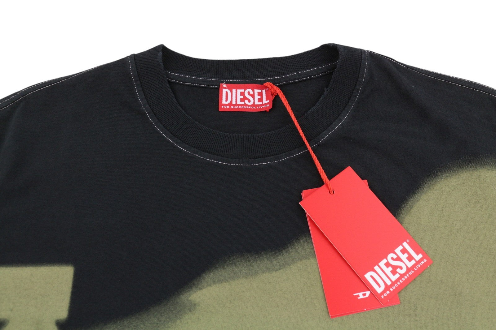 DIESEL T-Just-N13 Men T-Shirt 2XL Black Logo Detail Crew Neck Short Sleeve