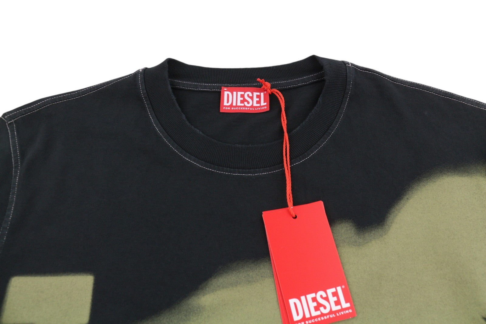 DIESEL T-Just-N13 Men T-Shirt L Black Logo Detail Crew Neck Short Sleeved
