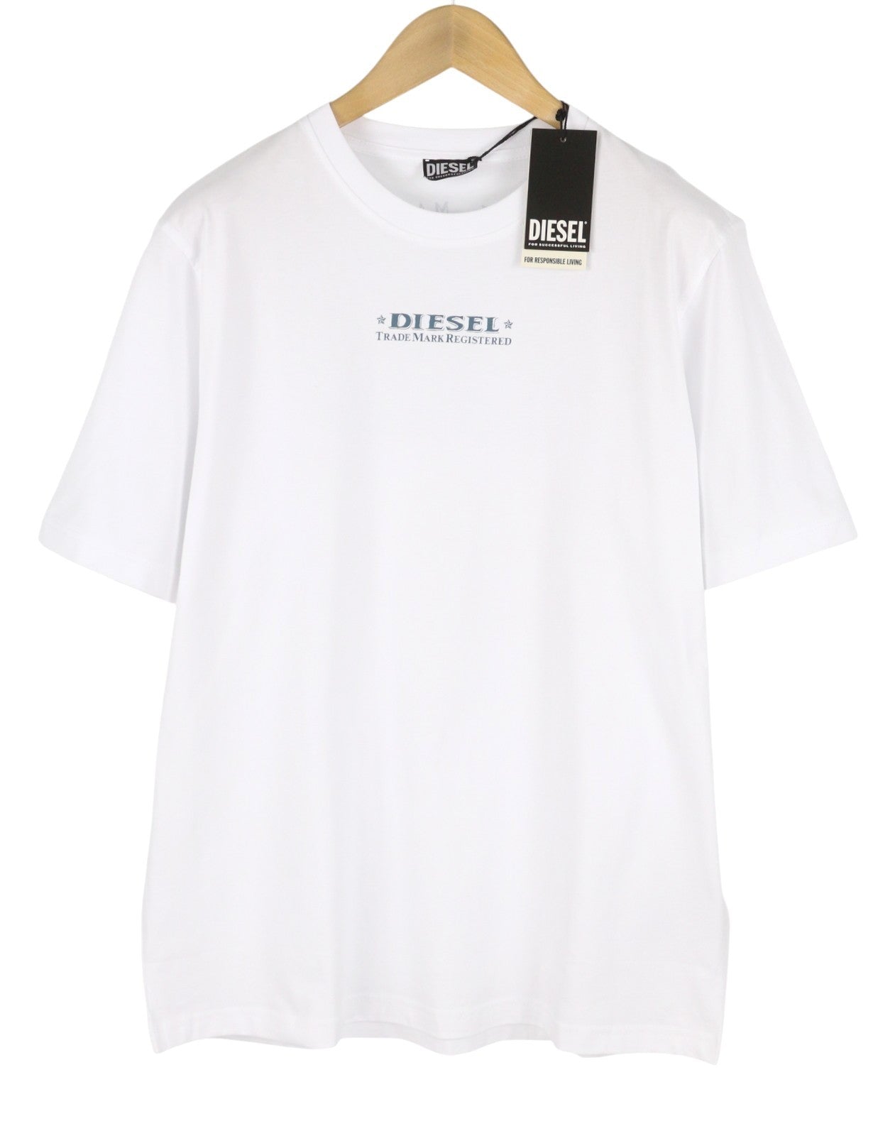 DIESEL T-Just-L4 Men T-Shirt 2XL White Cotton Tricot Crew Neck Short Sleeve