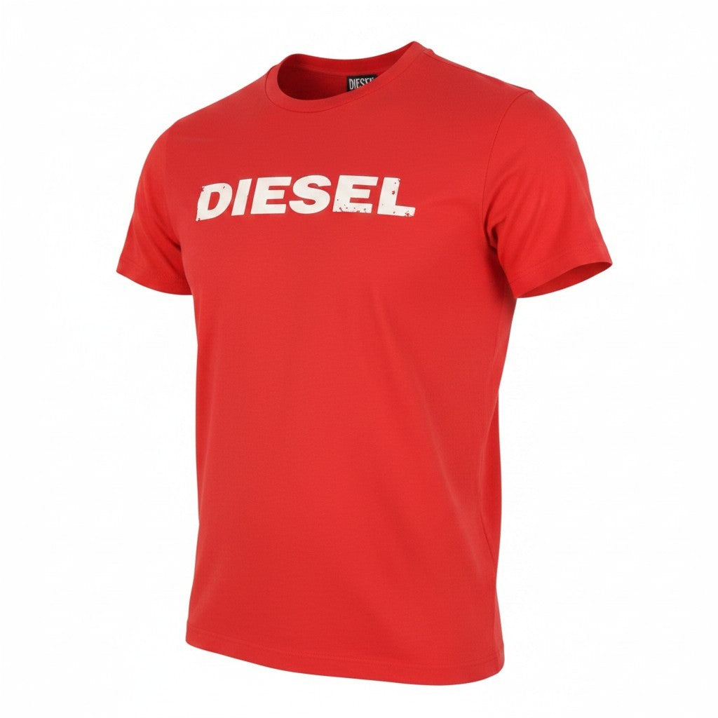 DIESEL T-Just 250232 OFF Men T-Shirt XL Red Cotton Crew Collar Short Sleeve
