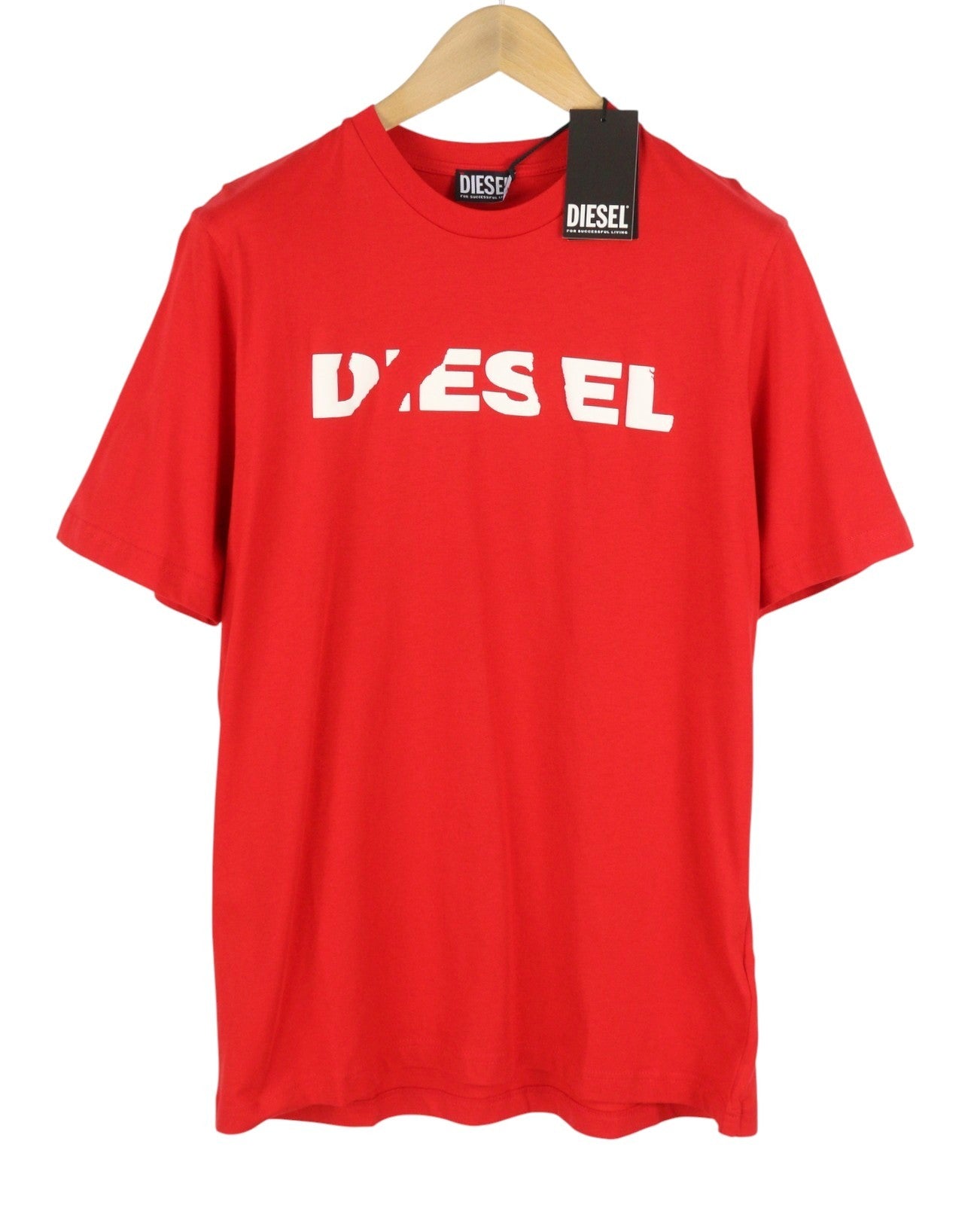 DIESEL T-Just 250232 OFF Men T-Shirt XL Red Cotton Crew Collar Short Sleeve