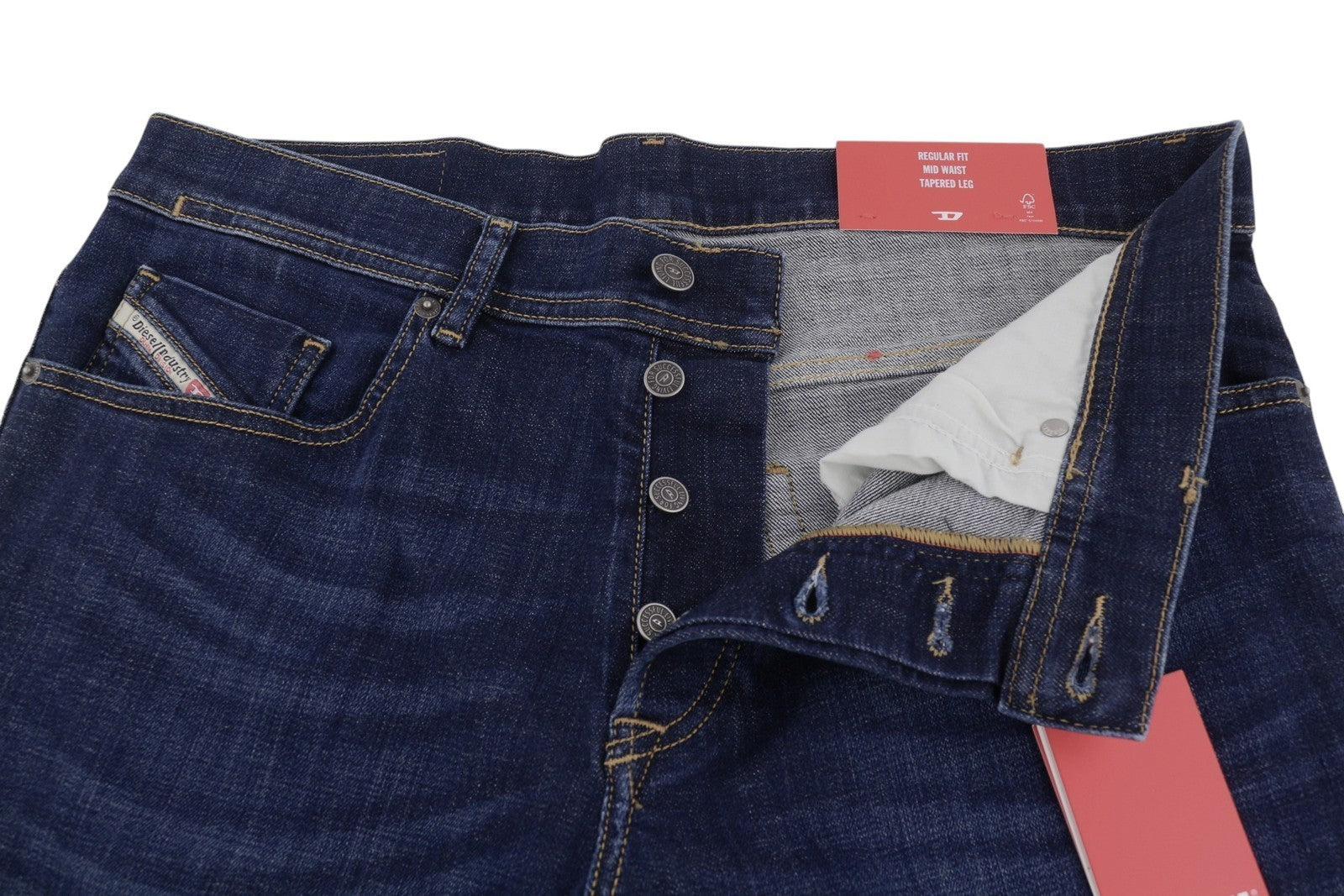 DIESEL 2023 D-Finitive 09F89 Men Jeans W32/L30 Blue Faded Tapered Fit RRP150