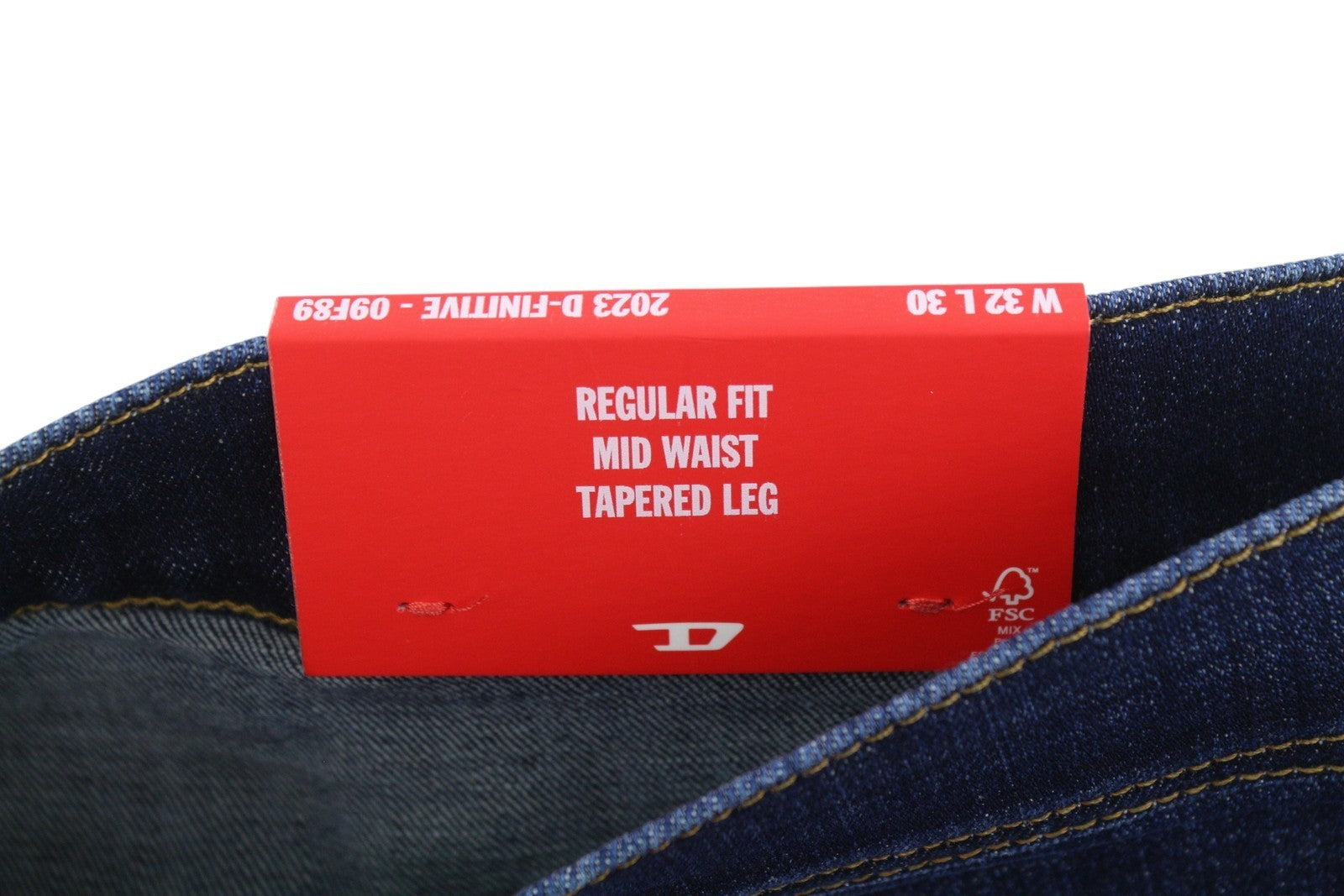 DIESEL 2023 D-Finitive 09F89 Men Jeans W32/L30 Blue Faded Tapered Fit RRP150