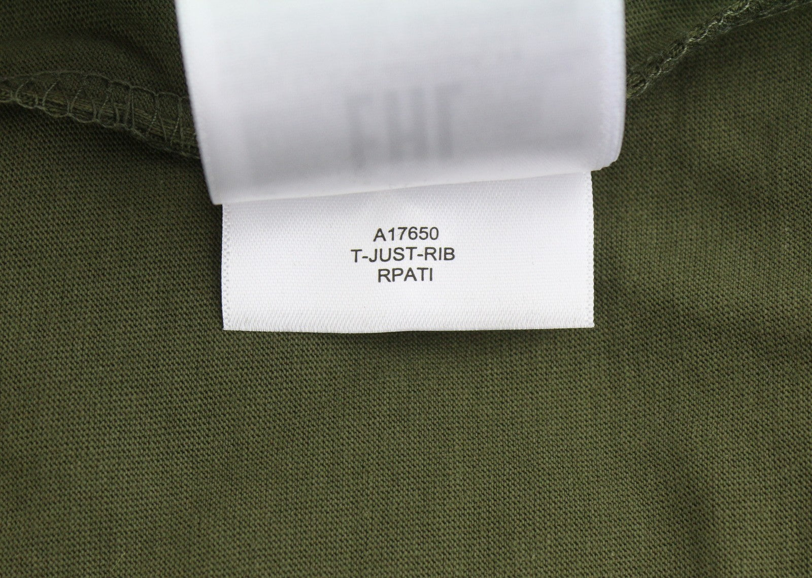 DIESEL T-Just-Rib Men T-Shirt L Khaki Green Cotton Crew Neck Short Sleeved