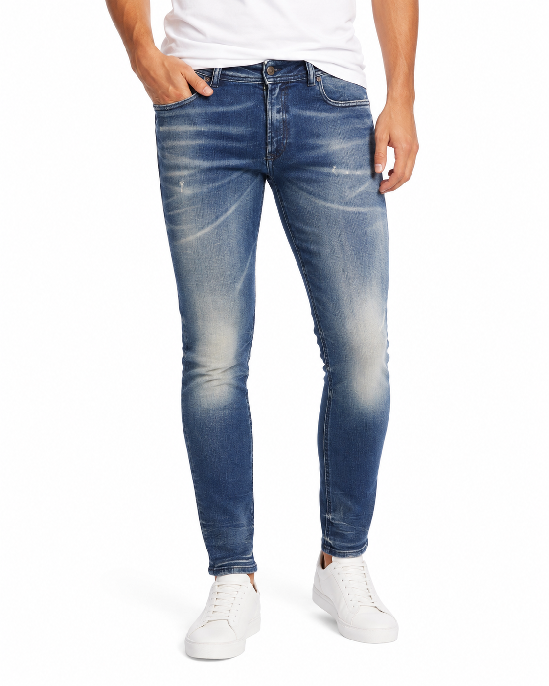 DIESEL 1979 Sleenker 09J24 Men Jeans W32/L32 Blue Faded Skinny Low Waist RRP250