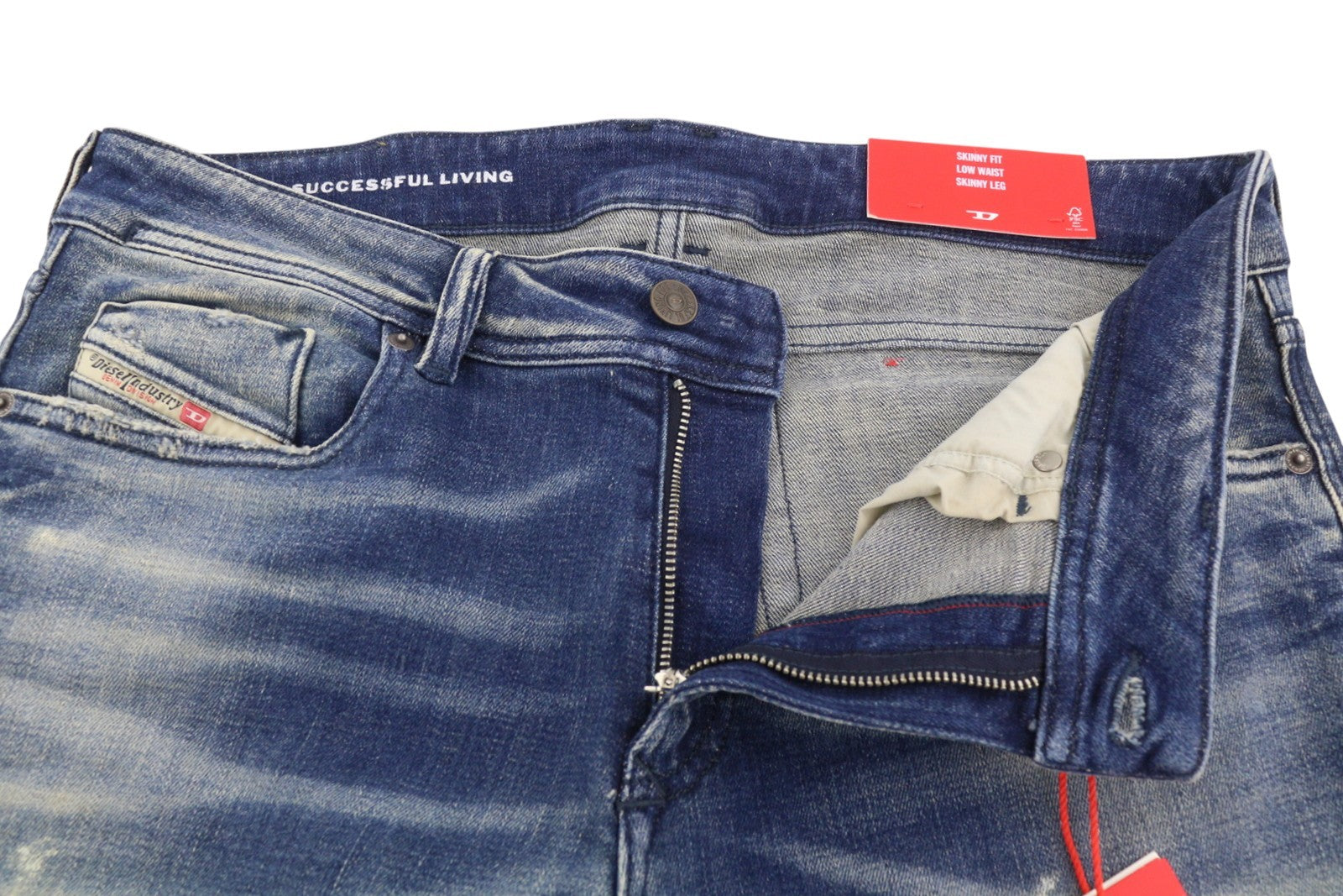 DIESEL 1979 Sleenker 09J24 Men Jeans W32/L32 Blue Faded Skinny Low Waist RRP250
