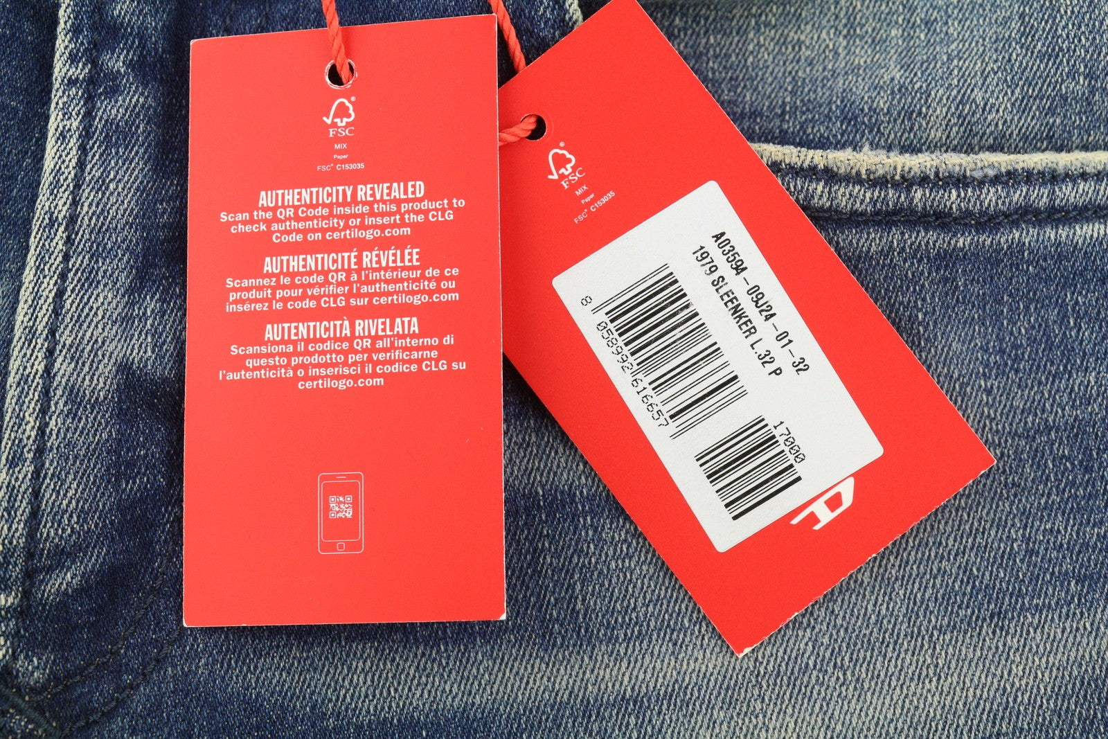 DIESEL 1979 Sleenker 09J24 Men Jeans W32/L32 Blue Faded Skinny Low Waist RRP250
