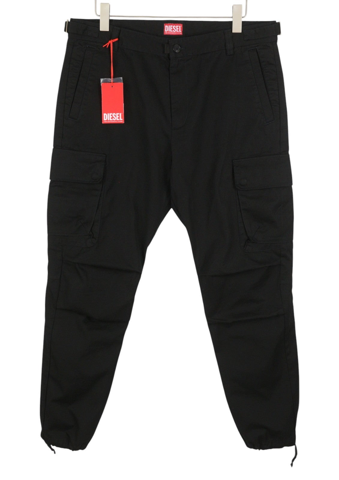 DIESEL P-Argym Men Trousers 56 W39 Black Roomy Knees Cargo RRP225